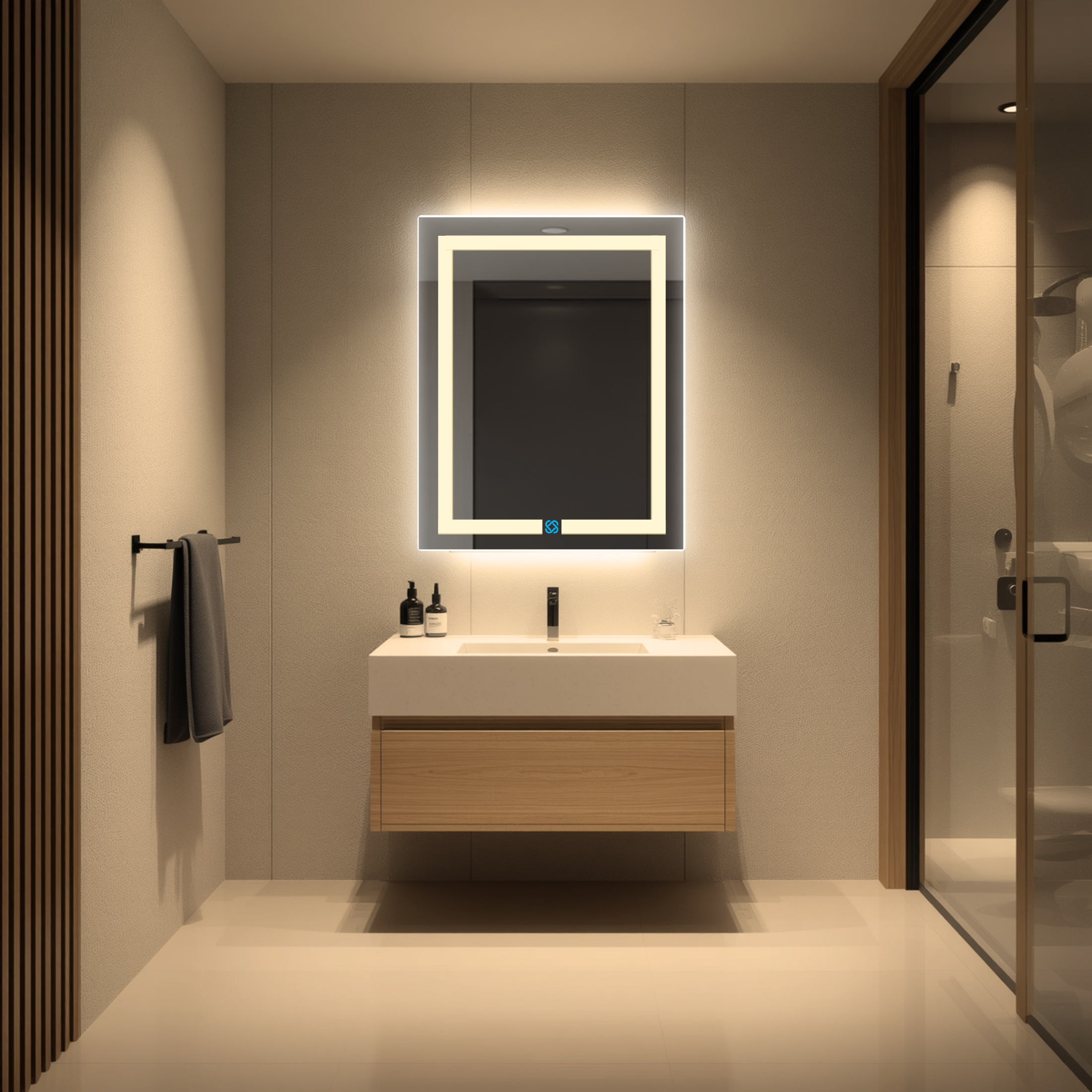 Espejo para baño con luz LED ARD rectangular GLG 78 × 60 cm