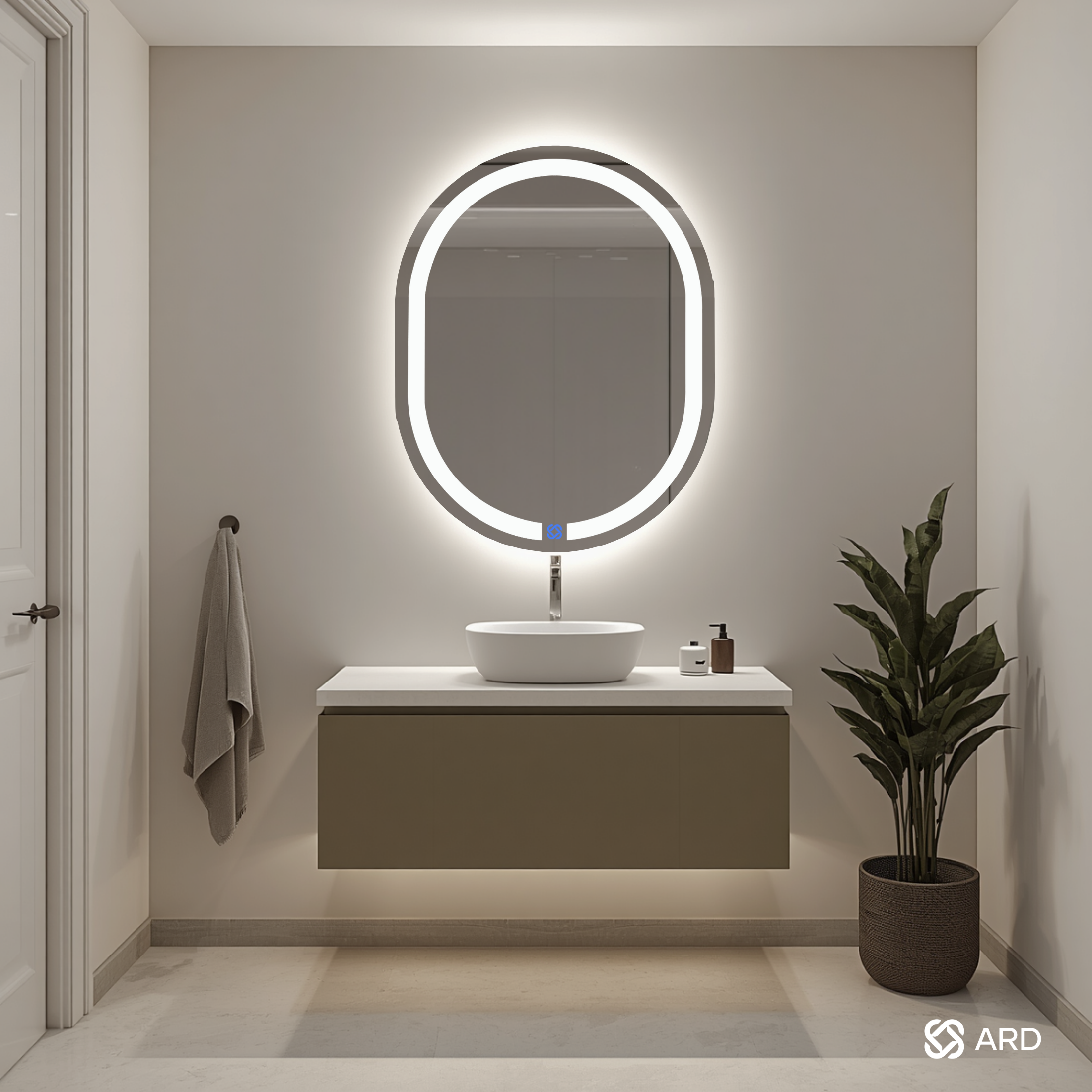 Espejo para baño con luz LED ARD ovalado GLG Oval 78 × 60 cm