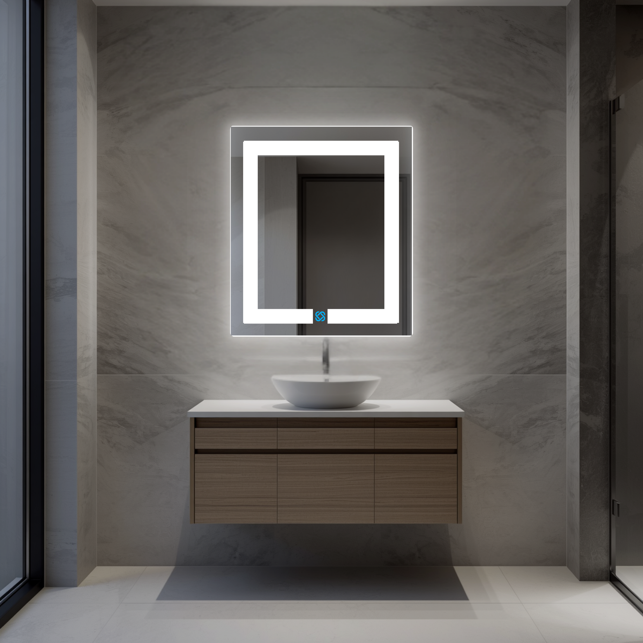 Espejo para baño con luz LED ARD rectangular GLG 60 × 52 cm