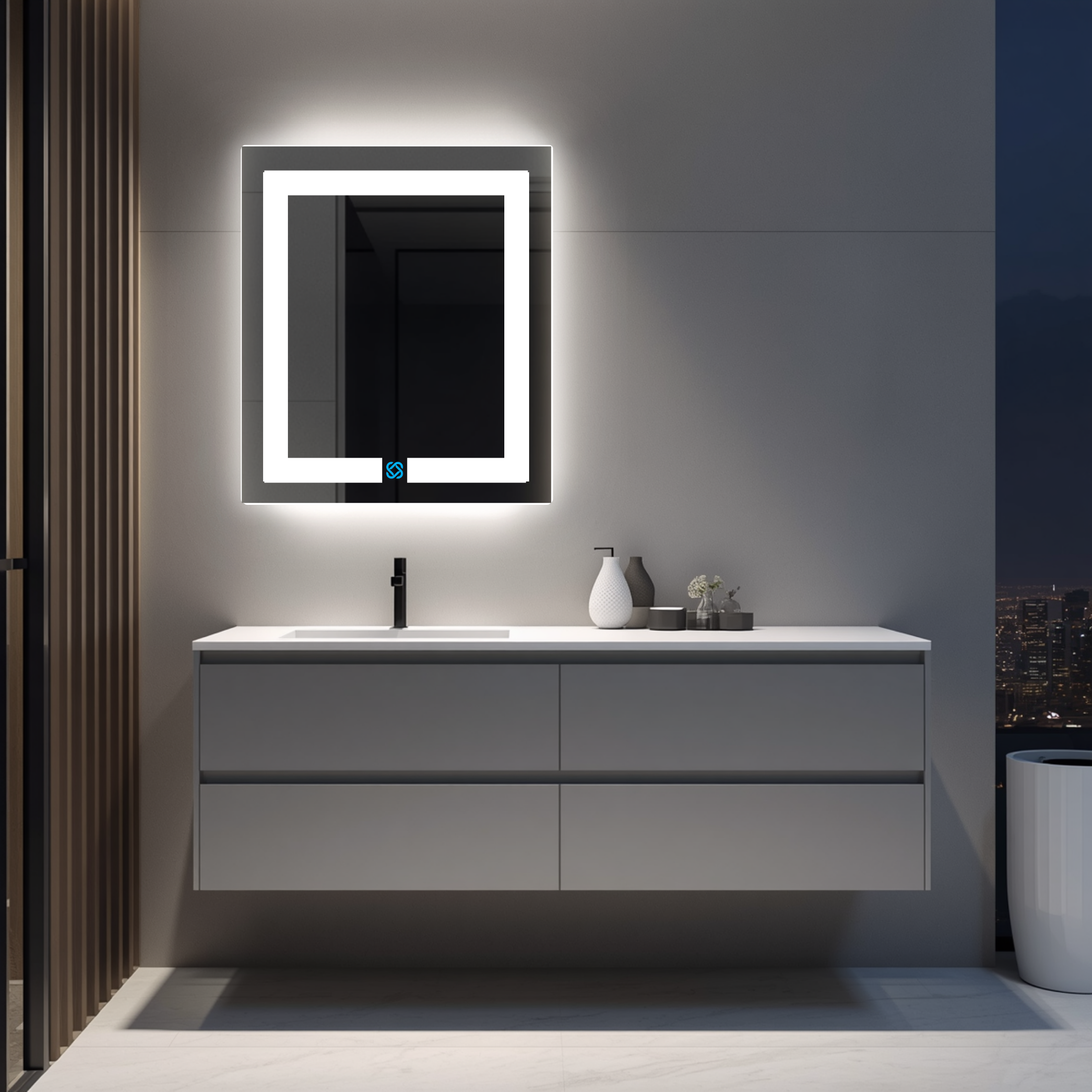 Espejo para baño con luz LED ARD rectangular GLG 60 × 52 cm
