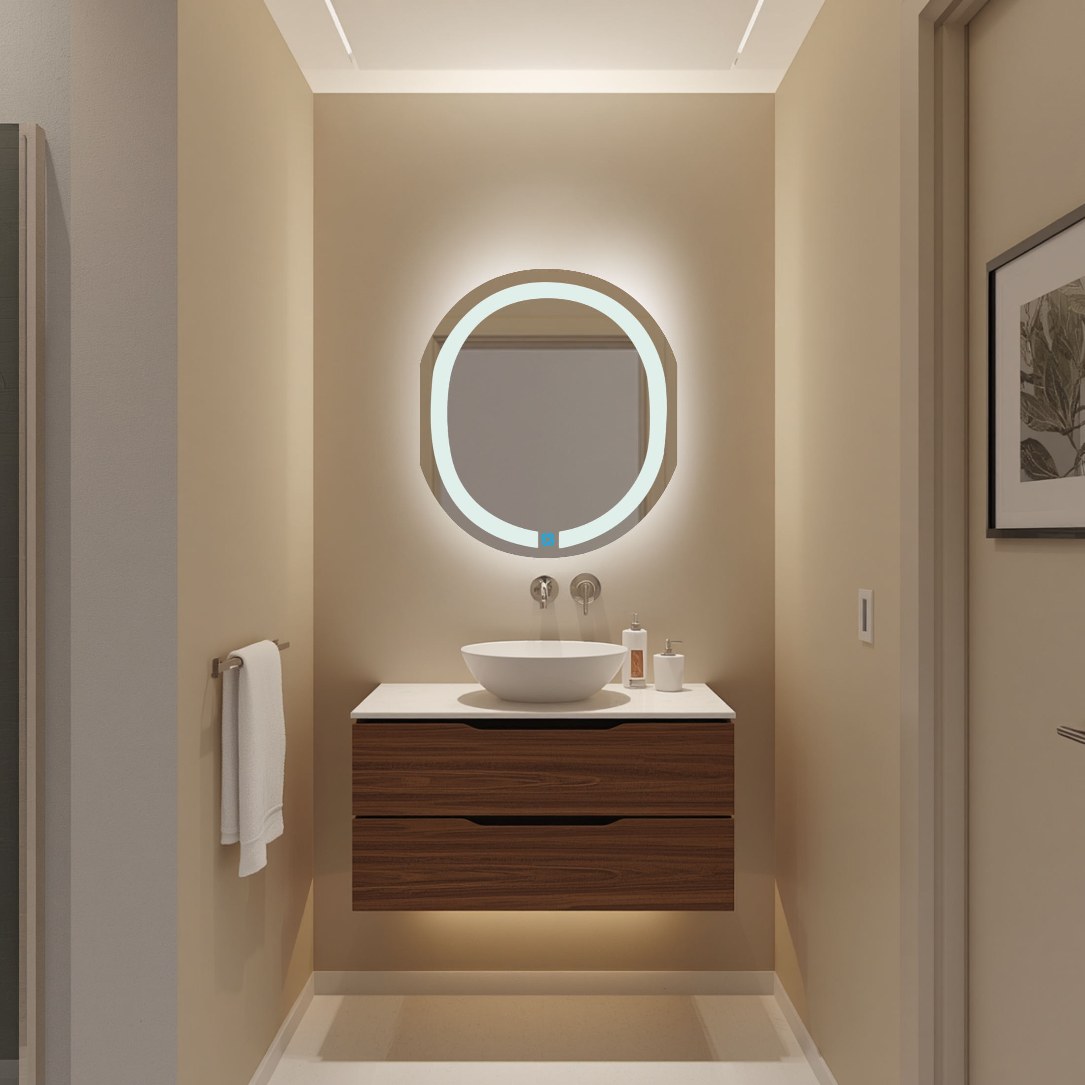 Espejo para baño con luz LED ARD ovalado GLG Oval 60 × 52 cm
