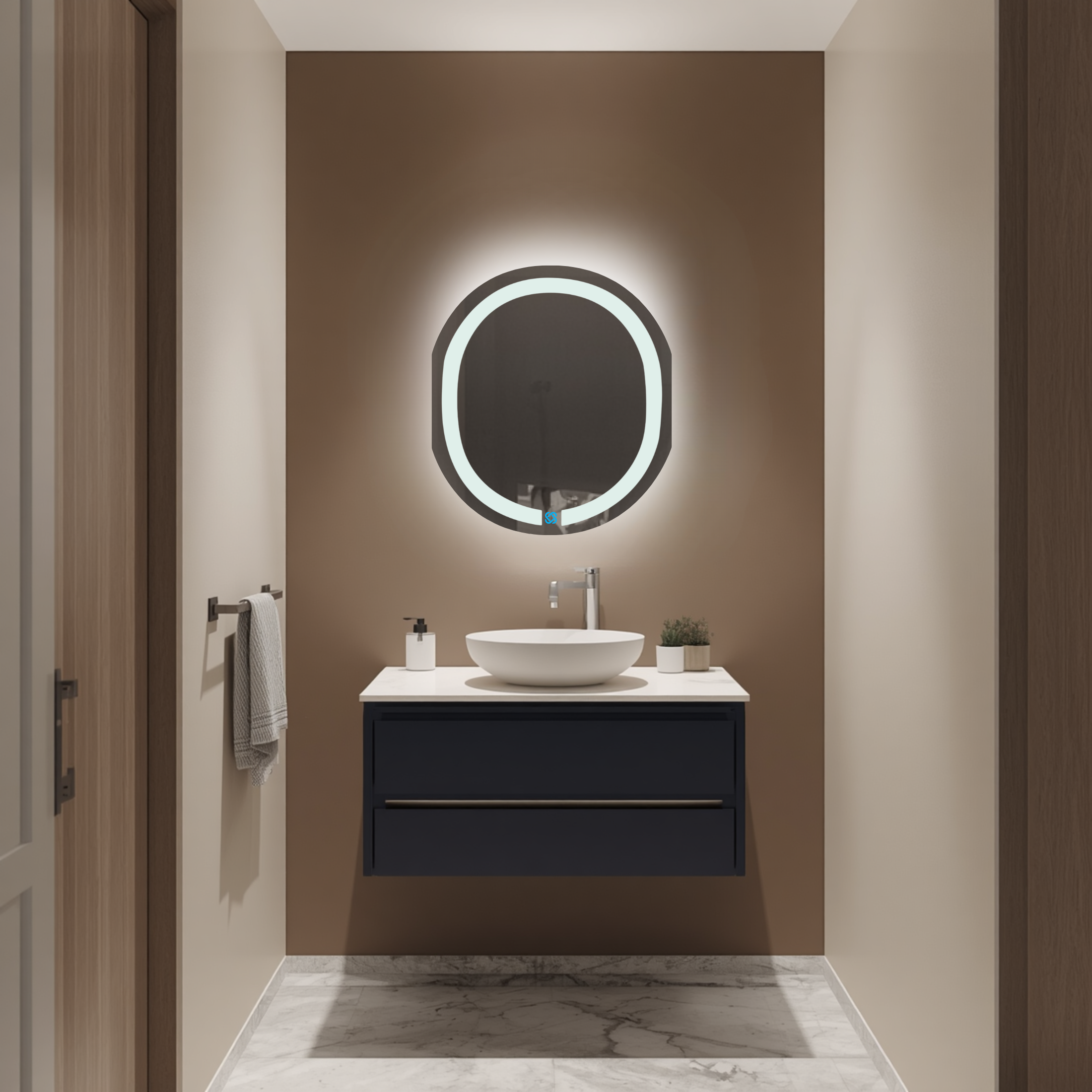 Espejo para baño con luz LED ARD ovalado GLG Oval 60 × 52 cm