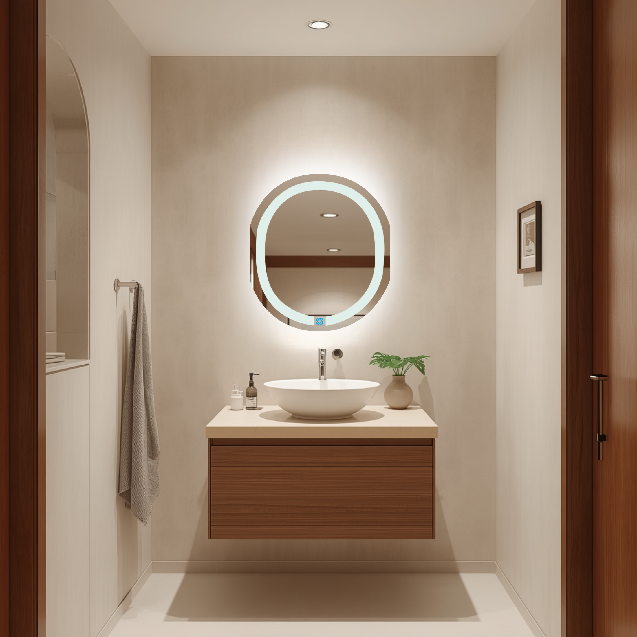 Espejo para baño con luz LED ARD ovalado GLG Oval 60 × 52 cm