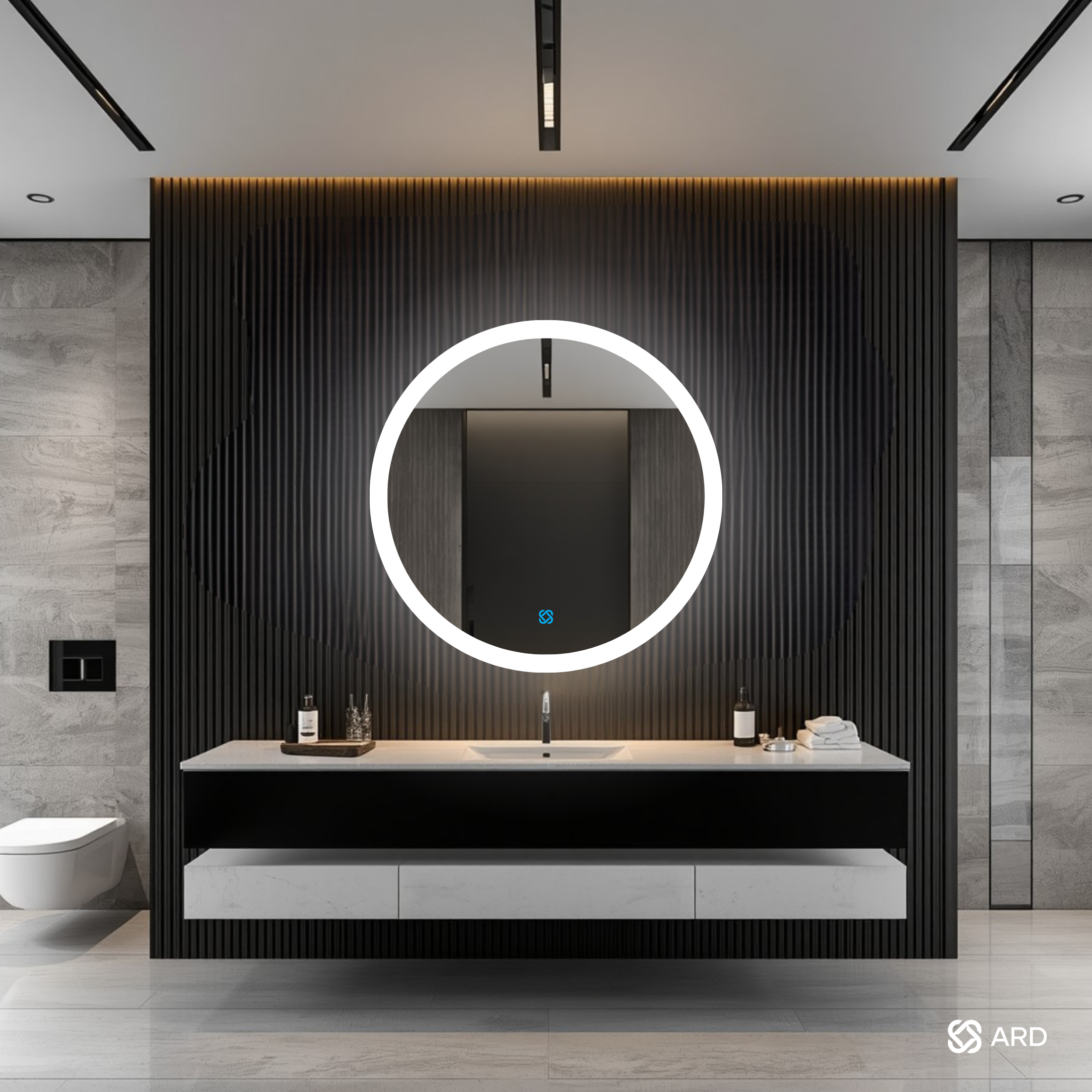 Espejo para baño con luz LED ARD redondo Halo 90 cm