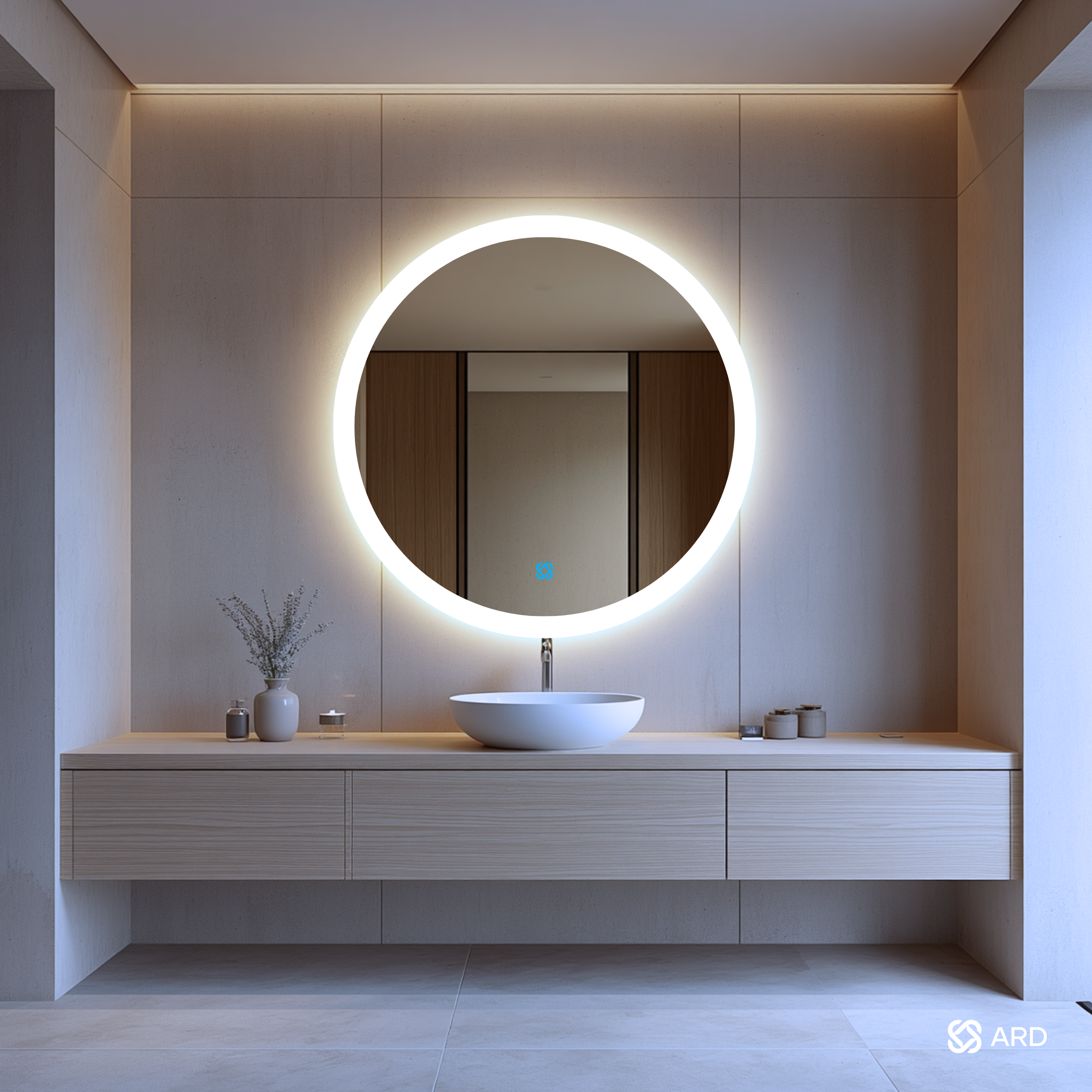Espejo para baño con luz LED ARD redondo Halo 90 cm
