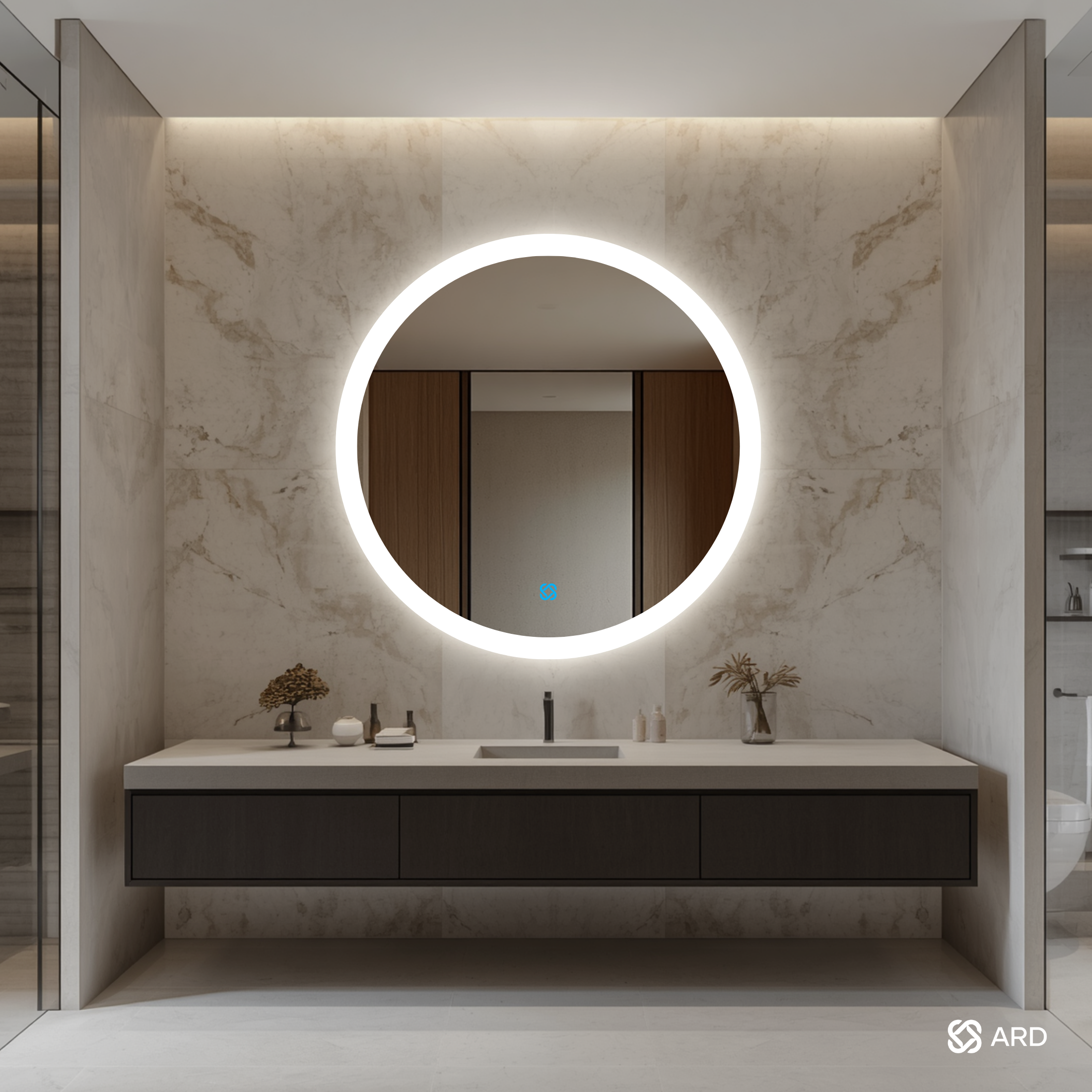 Espejo para baño con luz LED ARD redondo Halo 90 cm