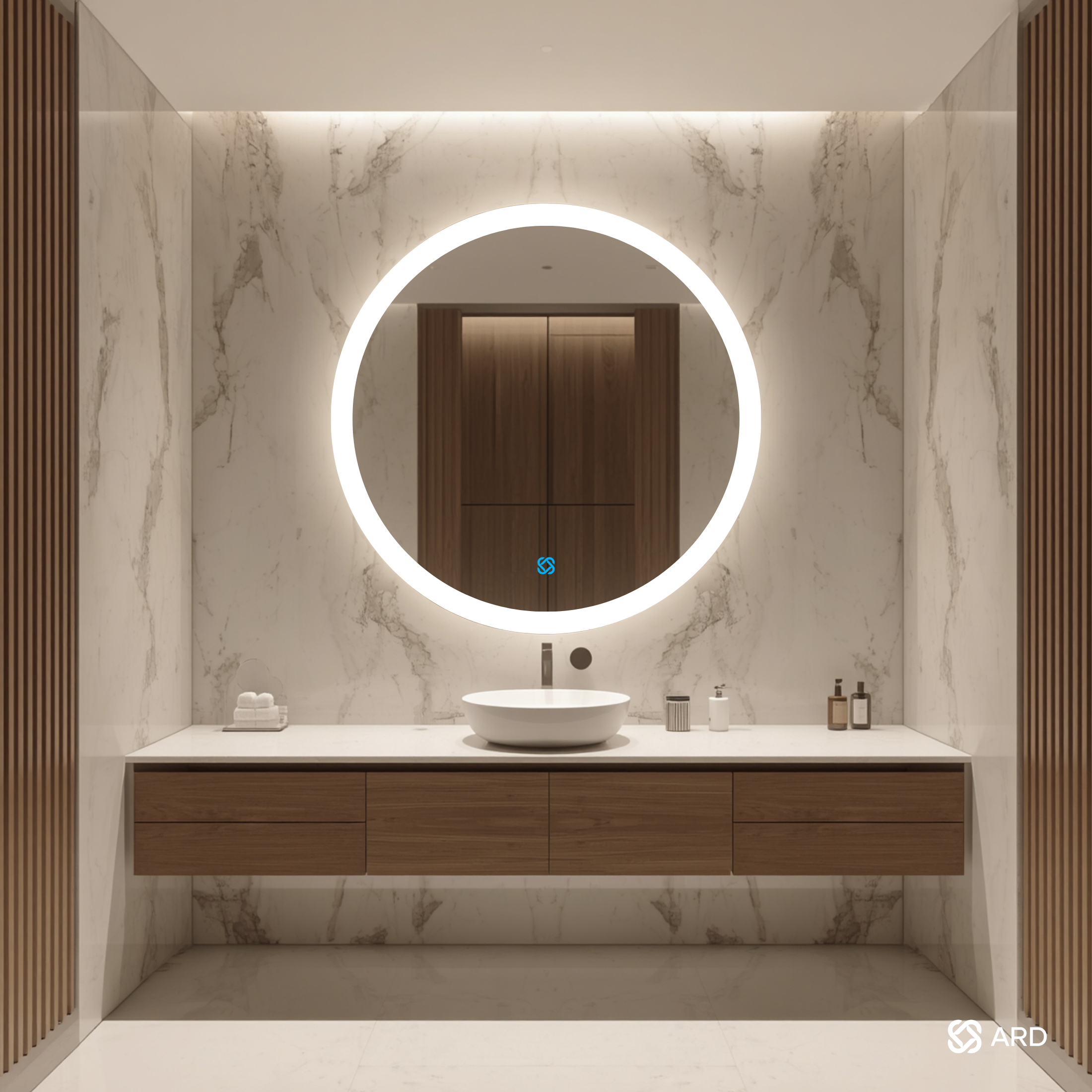 Espejo para baño con luz LED ARD redondo Halo 90 cm