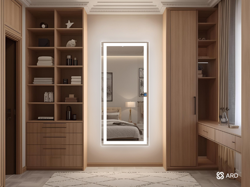 Espejo ARD de cuerpo completo con luz LED en vestidor moderno de lujo