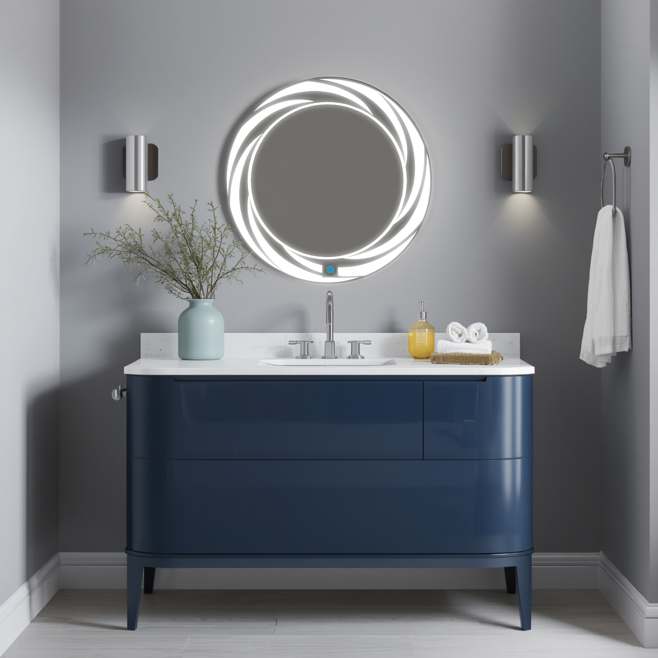 Espejo para baño con luz LED ARD redondo GLG Tornado 60 cm