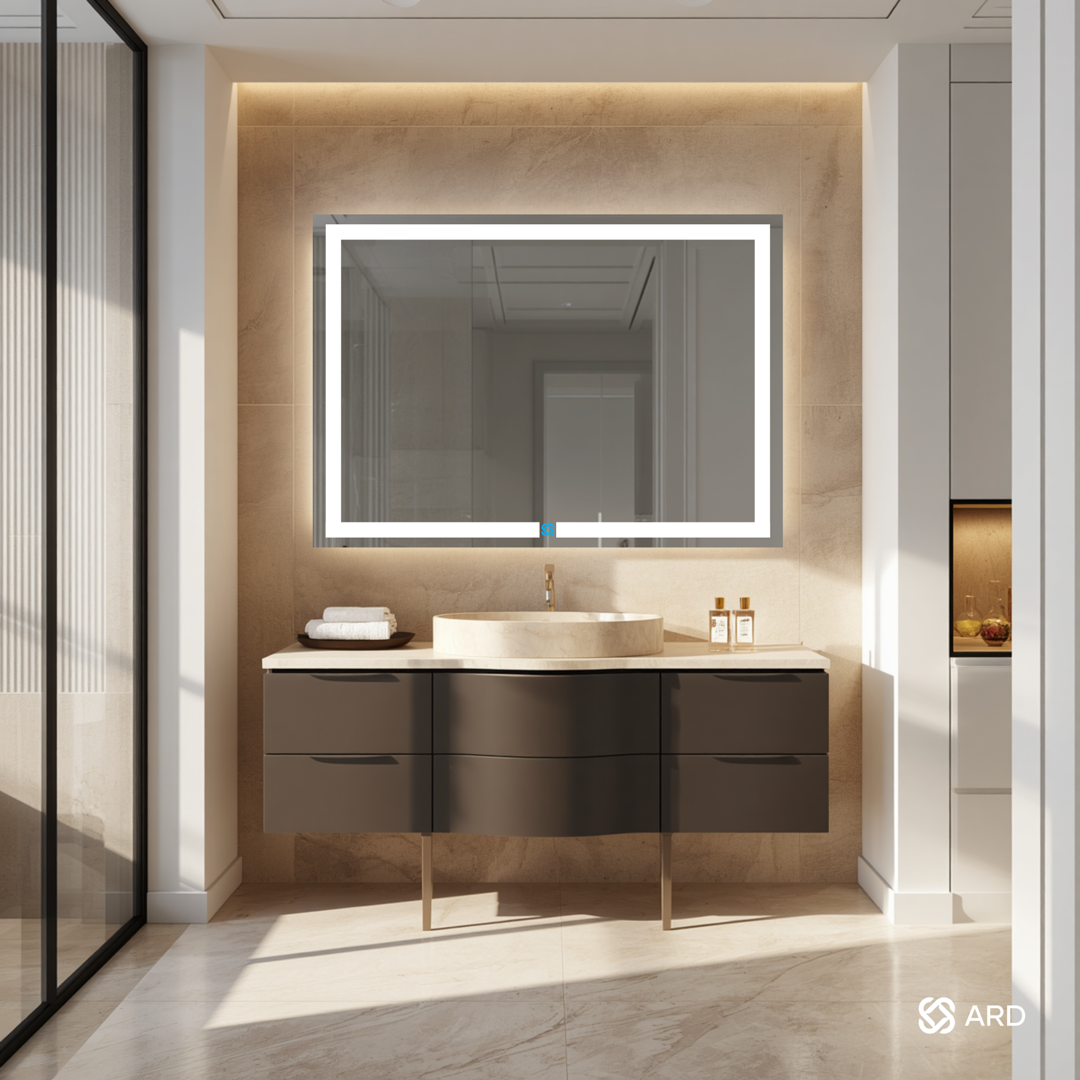Espejo para baño con luz LED ARD rectangular GLG Prestige 90 × 120 cm