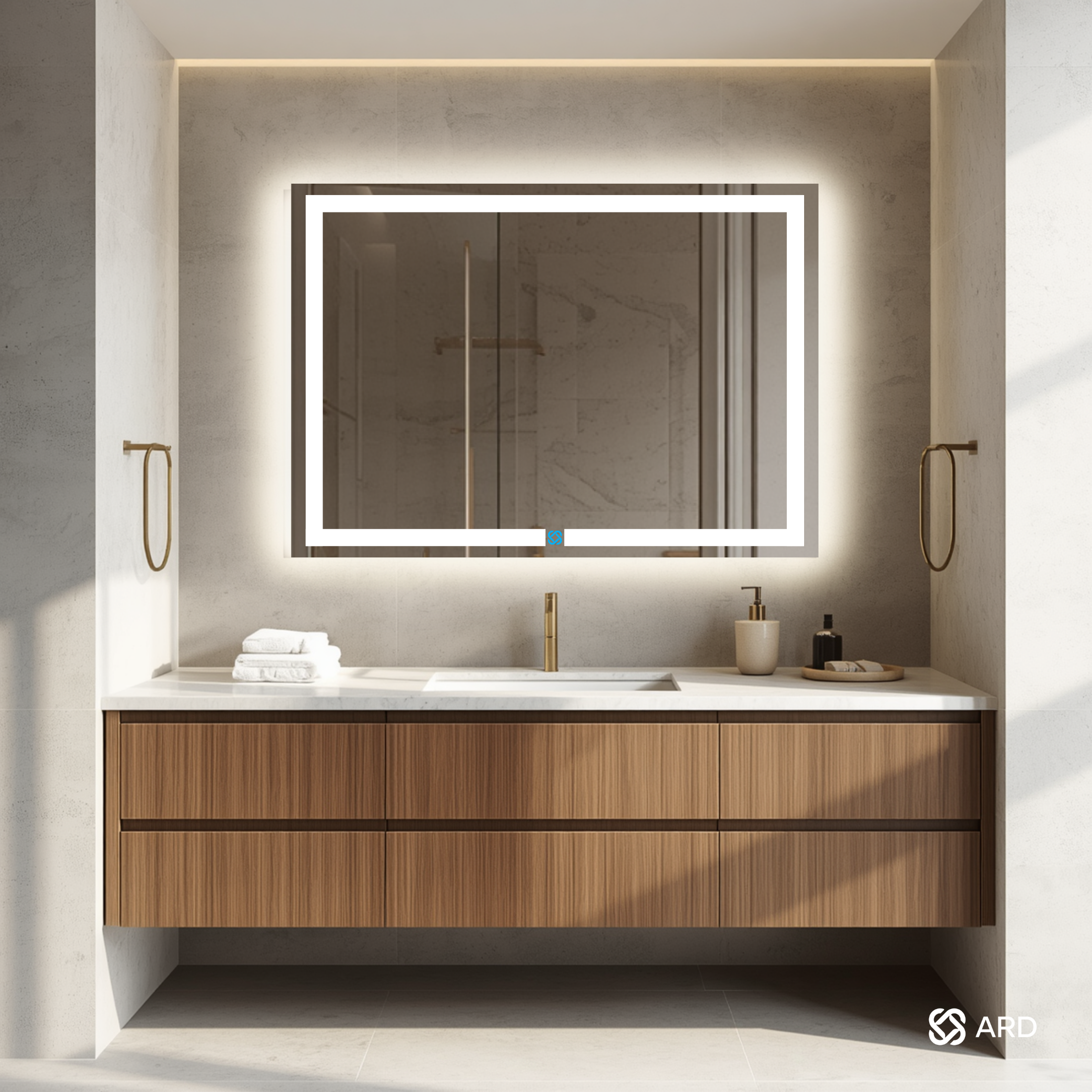 Espejo para baño con luz LED ARD rectangular GLG Prestige 90 × 120 cm