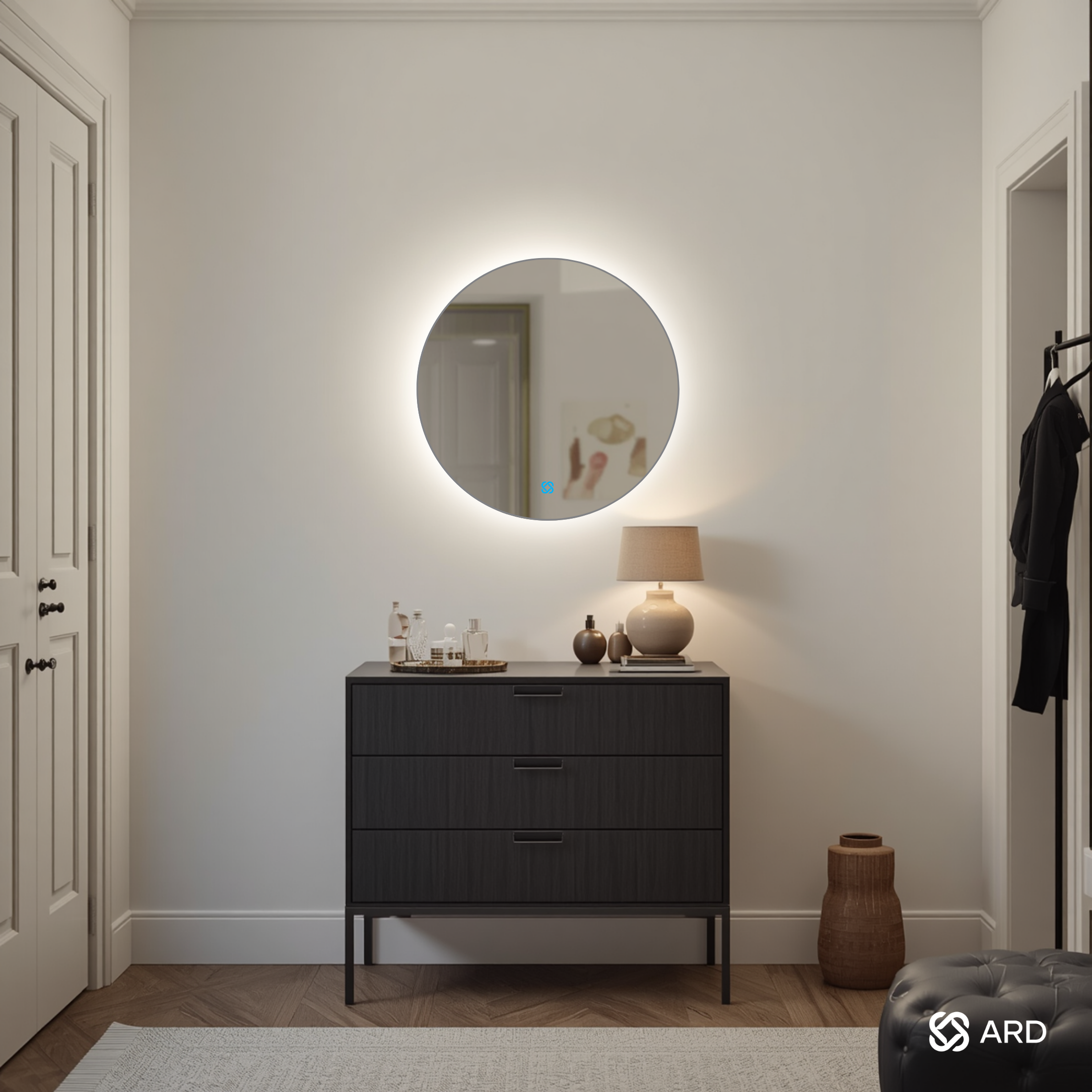 Espejo decorativo con luz LED ambiental ARD Backlit Soul redondo 60 cm