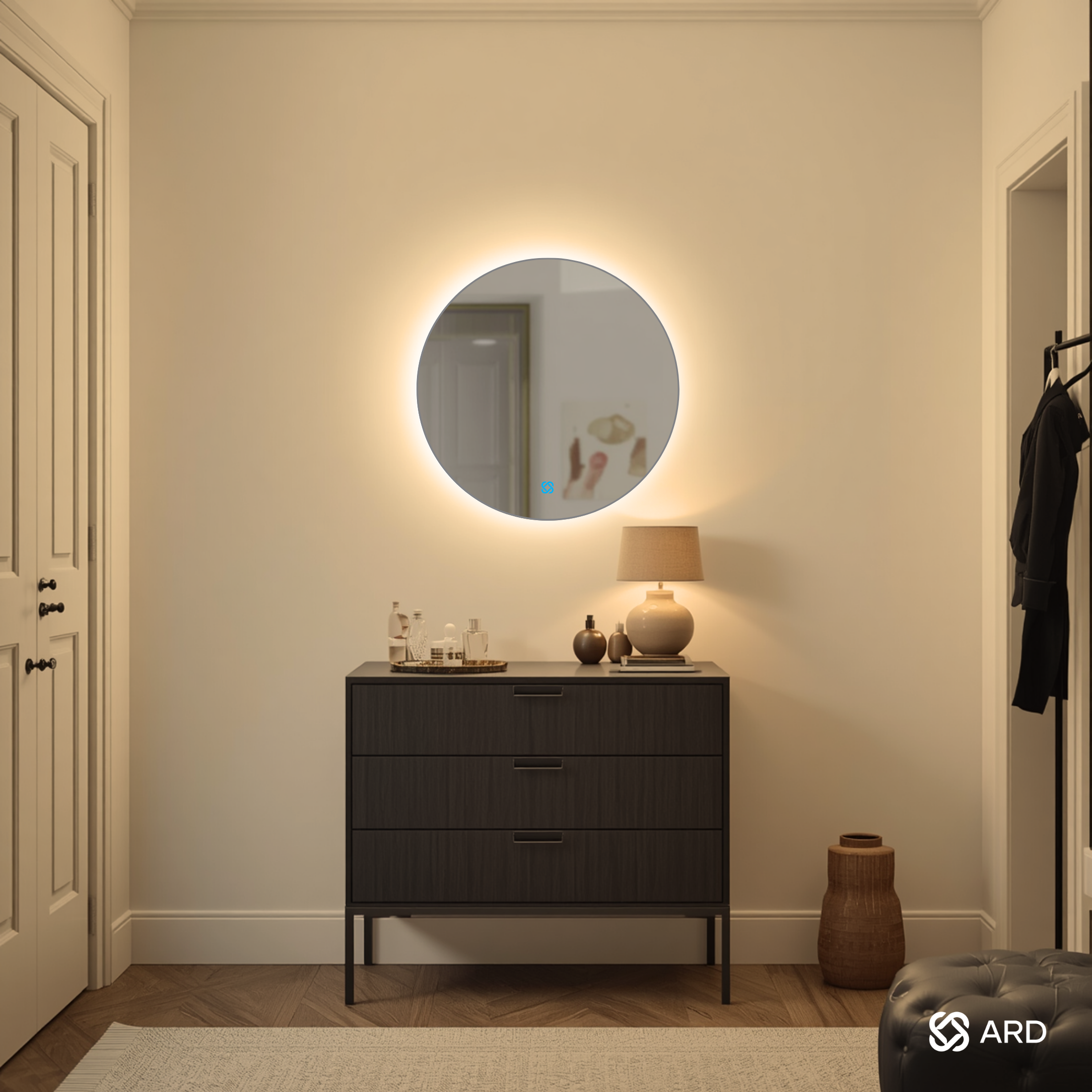 Espejo decorativo con luz LED ambiental ARD Backlit Soul redondo 60 cm
