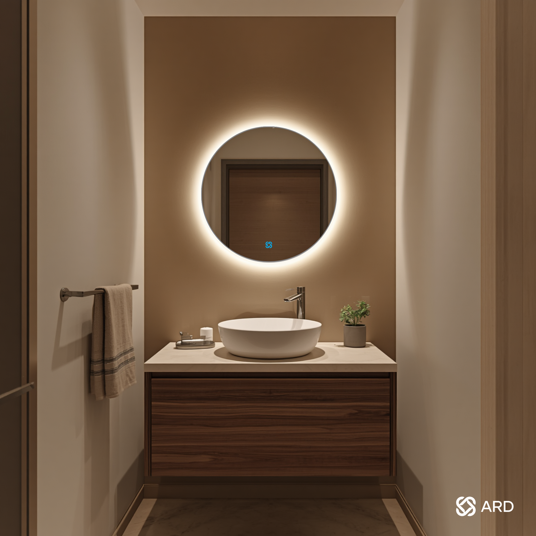 Espejo decorativo con luz LED ambiental ARD Backlit Soul redondo 60 cm