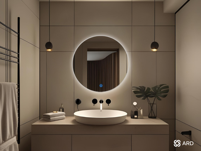Espejo para baño con luz led ARD redondo con iluminación indirecta 60cm