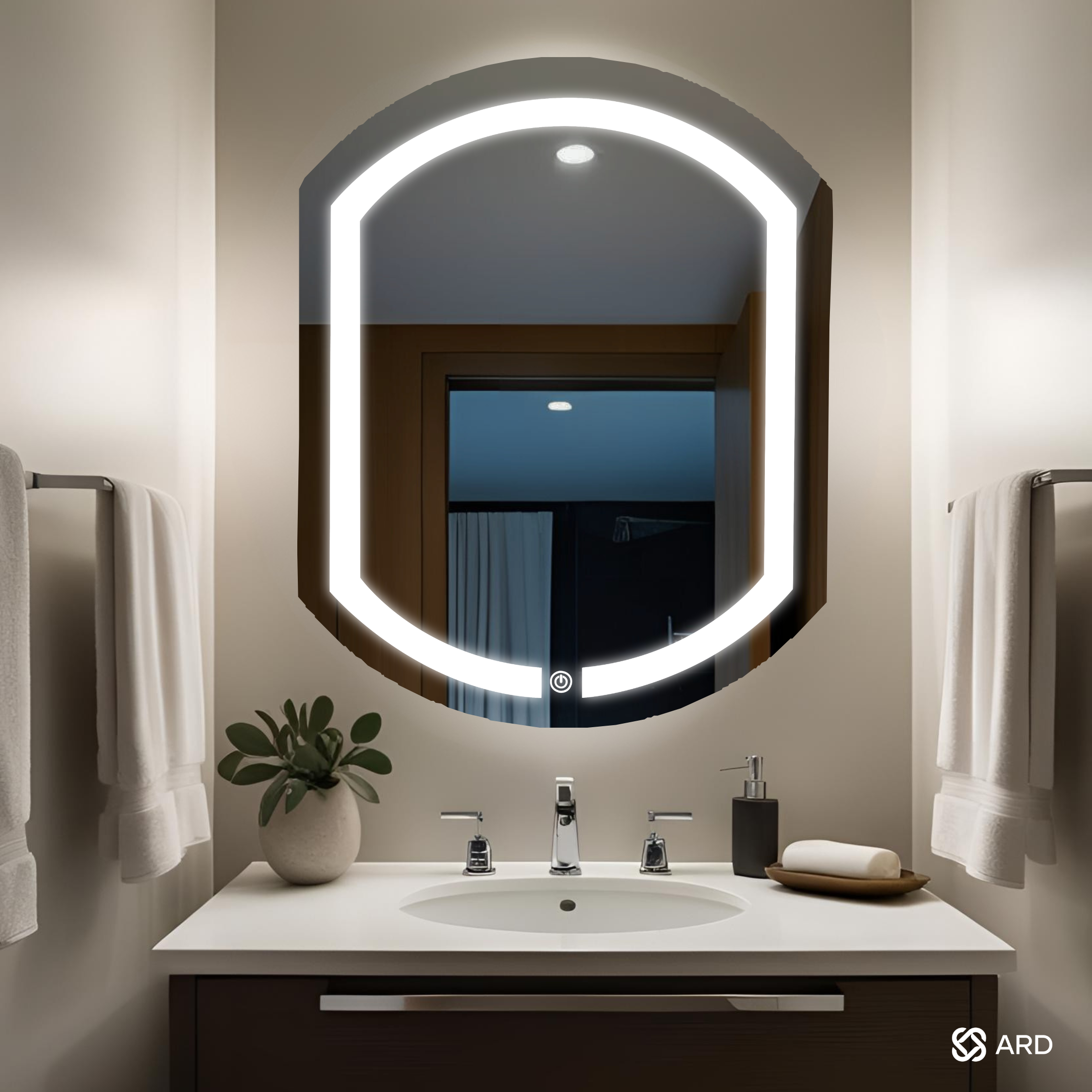 ARD Espejo para baño con luz LED ovalado 78x60 cm encendido touch