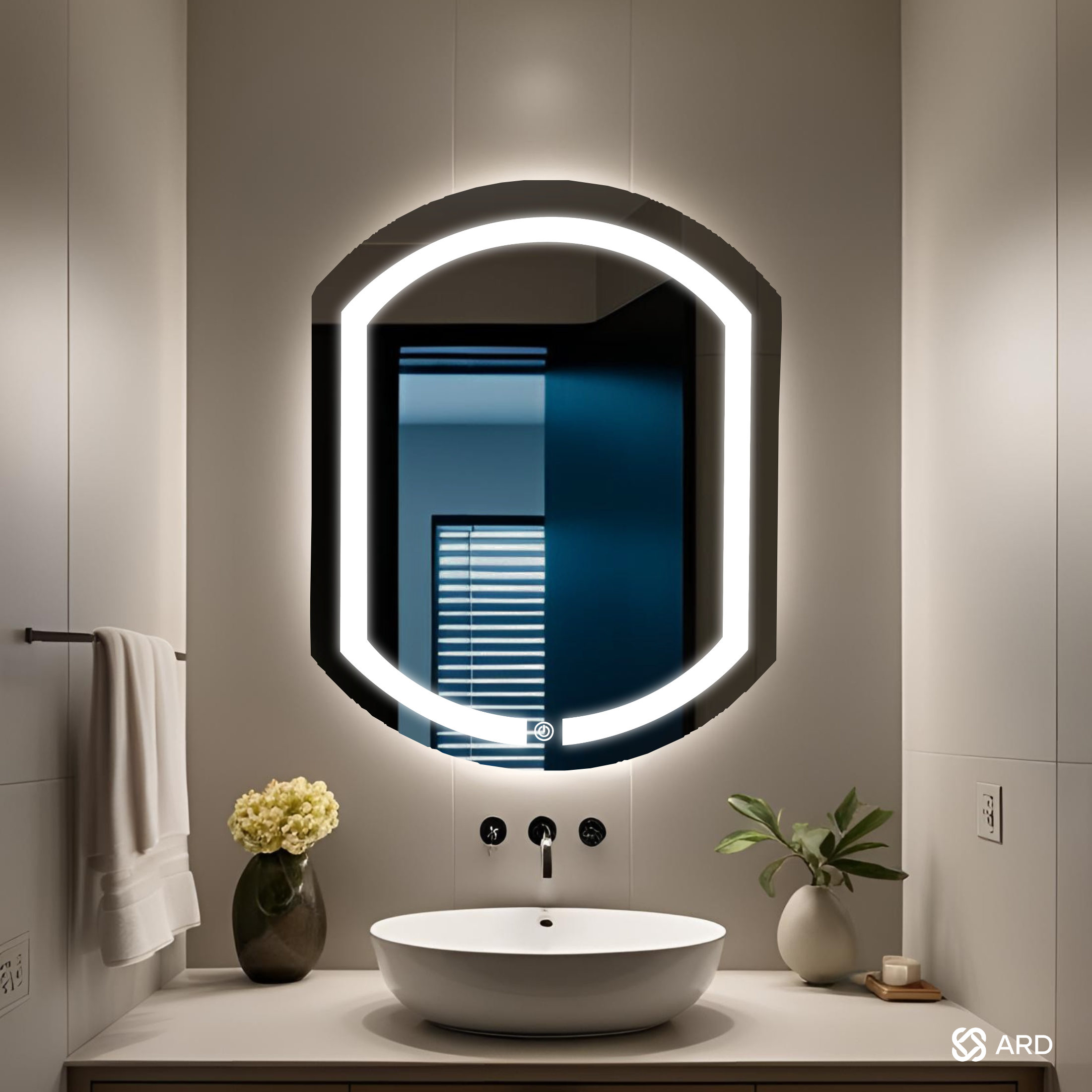 ARD Espejo para baño con luz LED ovalado 78x60 cm encendido touch