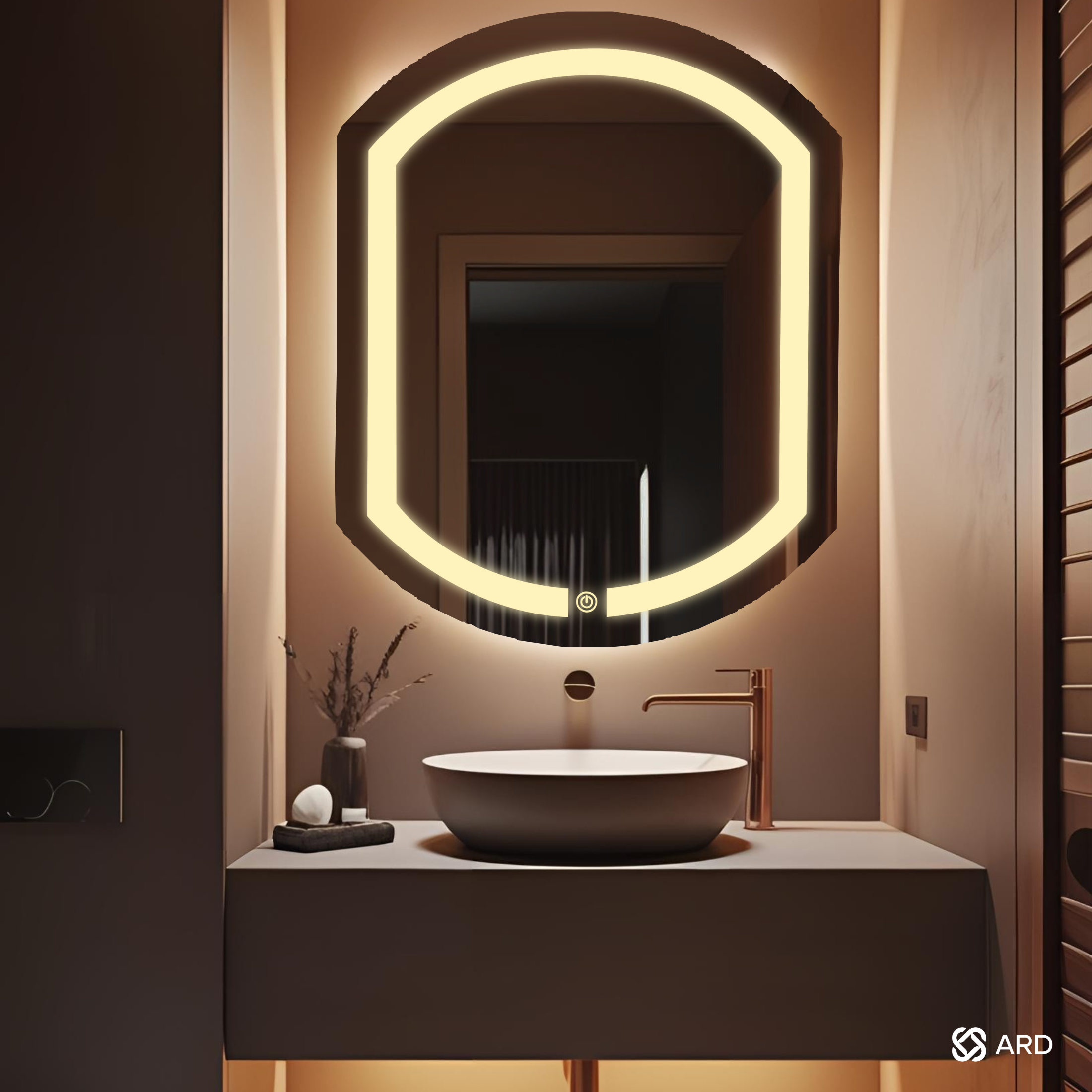 ARD Espejo para baño con luz LED ovalado 78x60 cm encendido touch