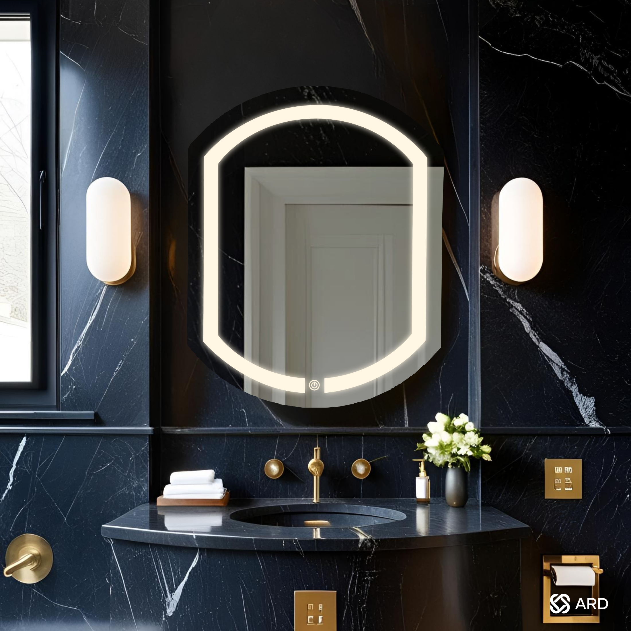 ARD Espejo para baño con luz LED ovalado 78x60 cm encendido touch