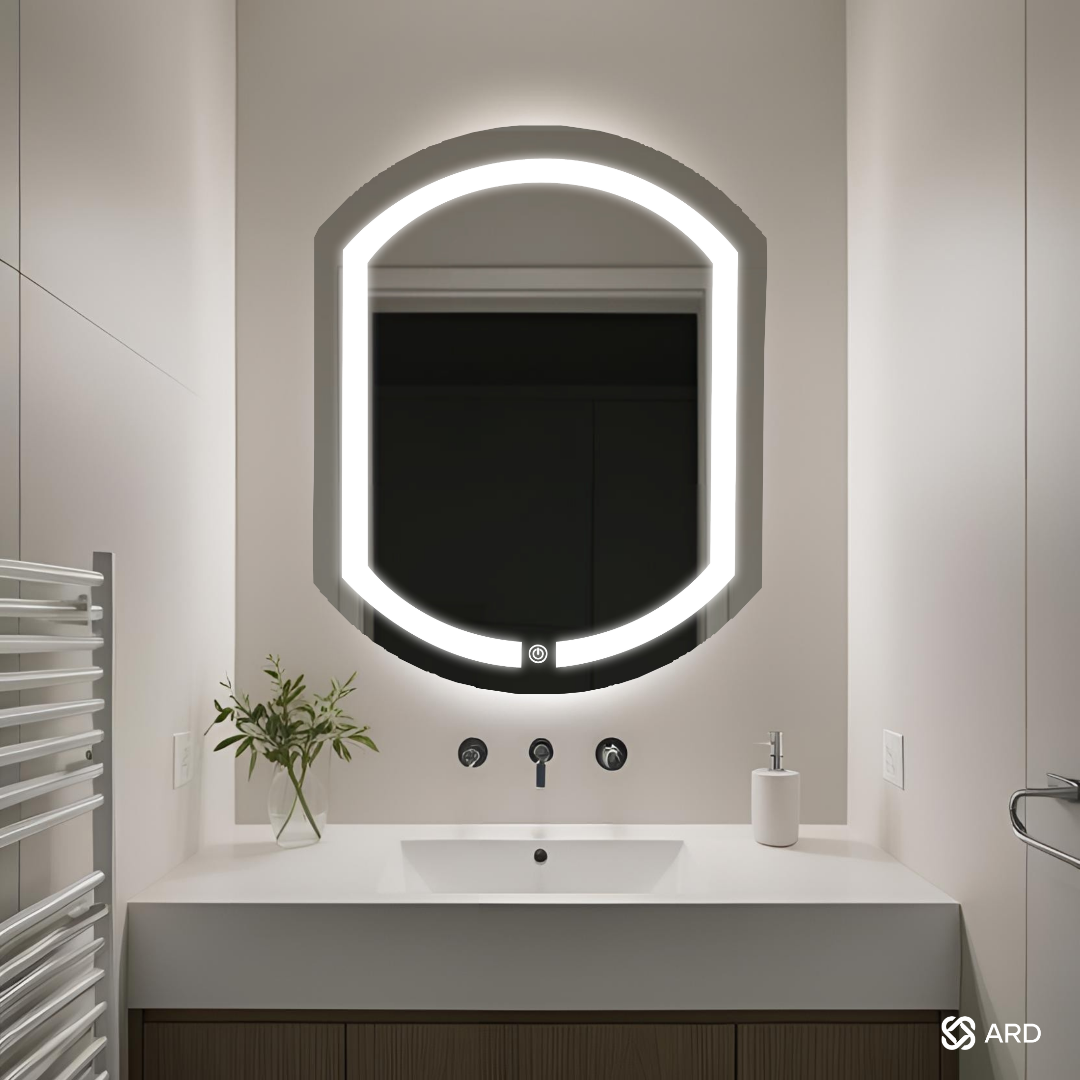 ARD Espejo para baño con luz LED ovalado 78x60 cm encendido touch07
