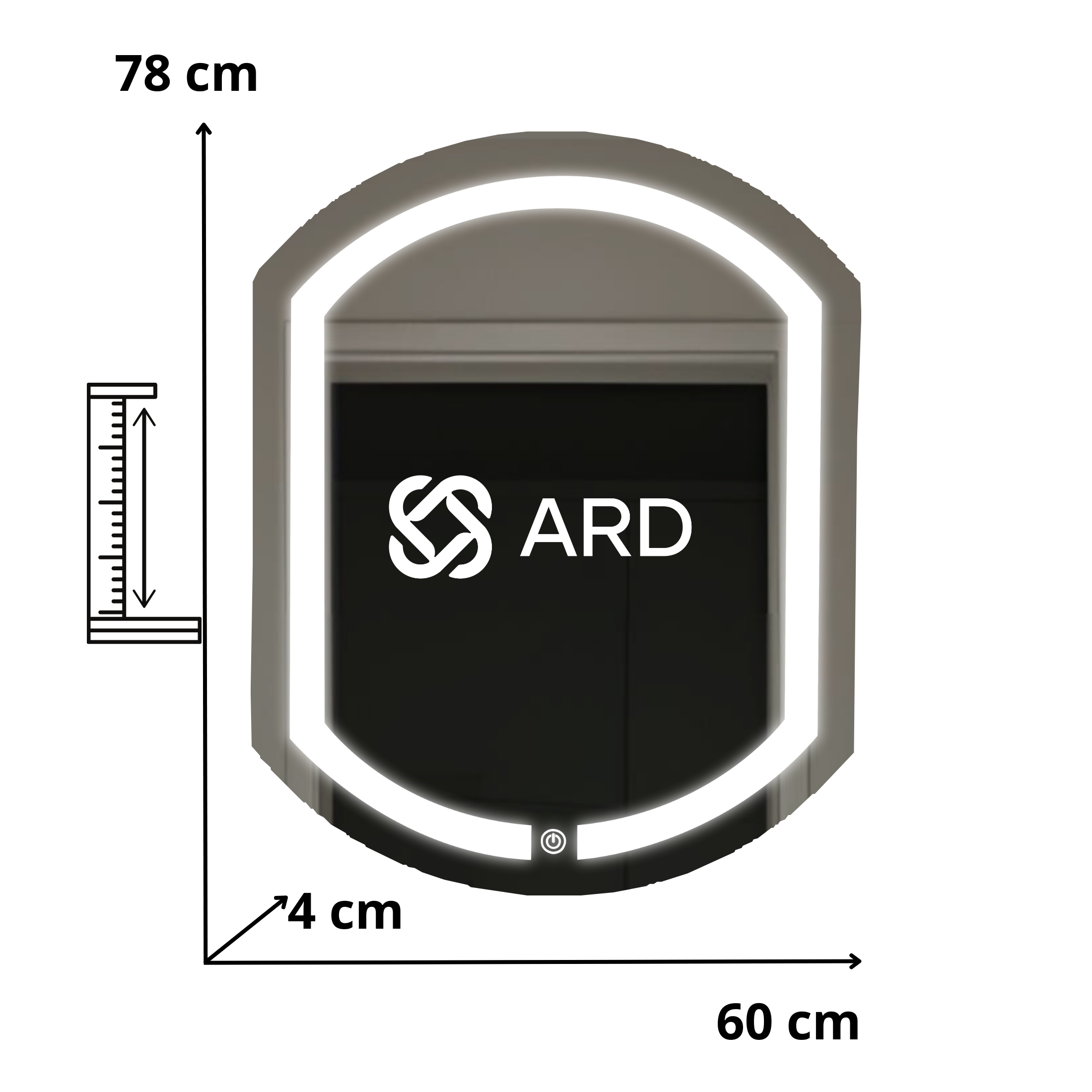 ARD Espejo para baño con luz LED ovalado 78x60 cm encendido touch