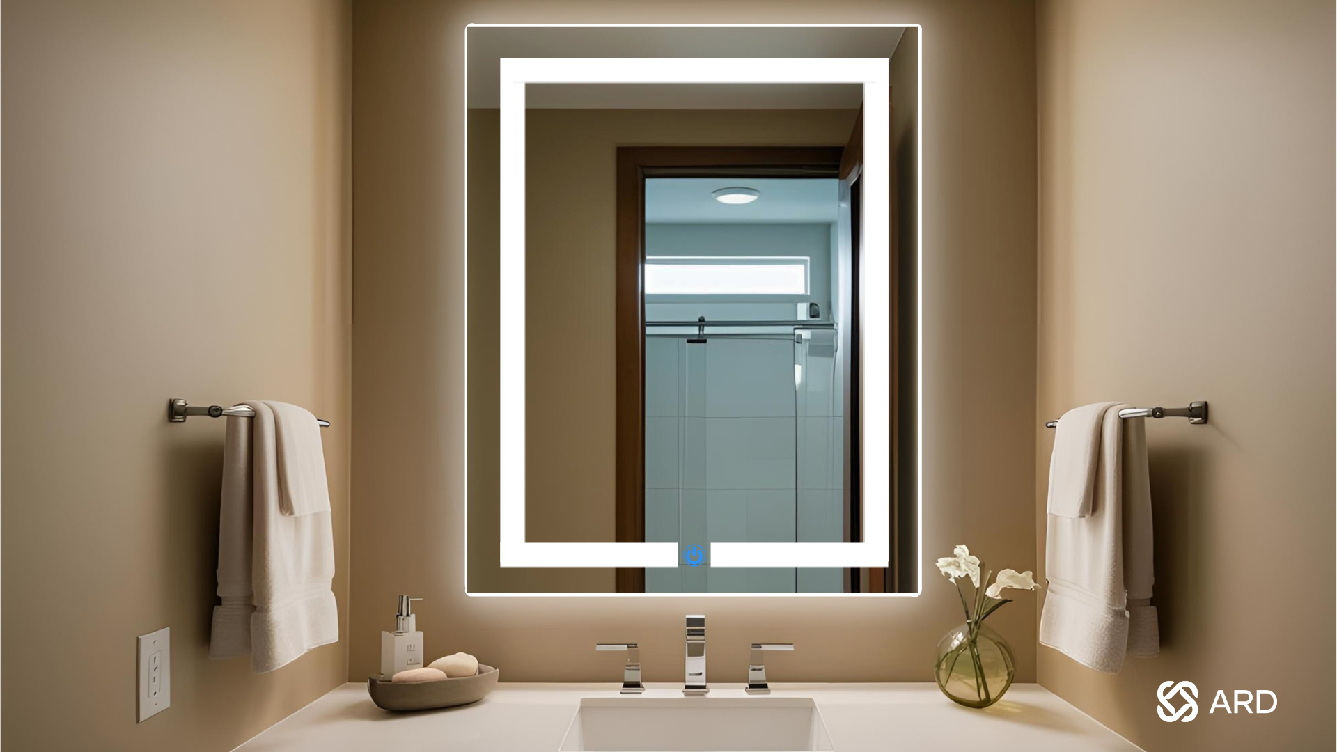 ARD espejo con luz led encendido touch para baño medidas 78 x 60 en baño de lujo con luz fria