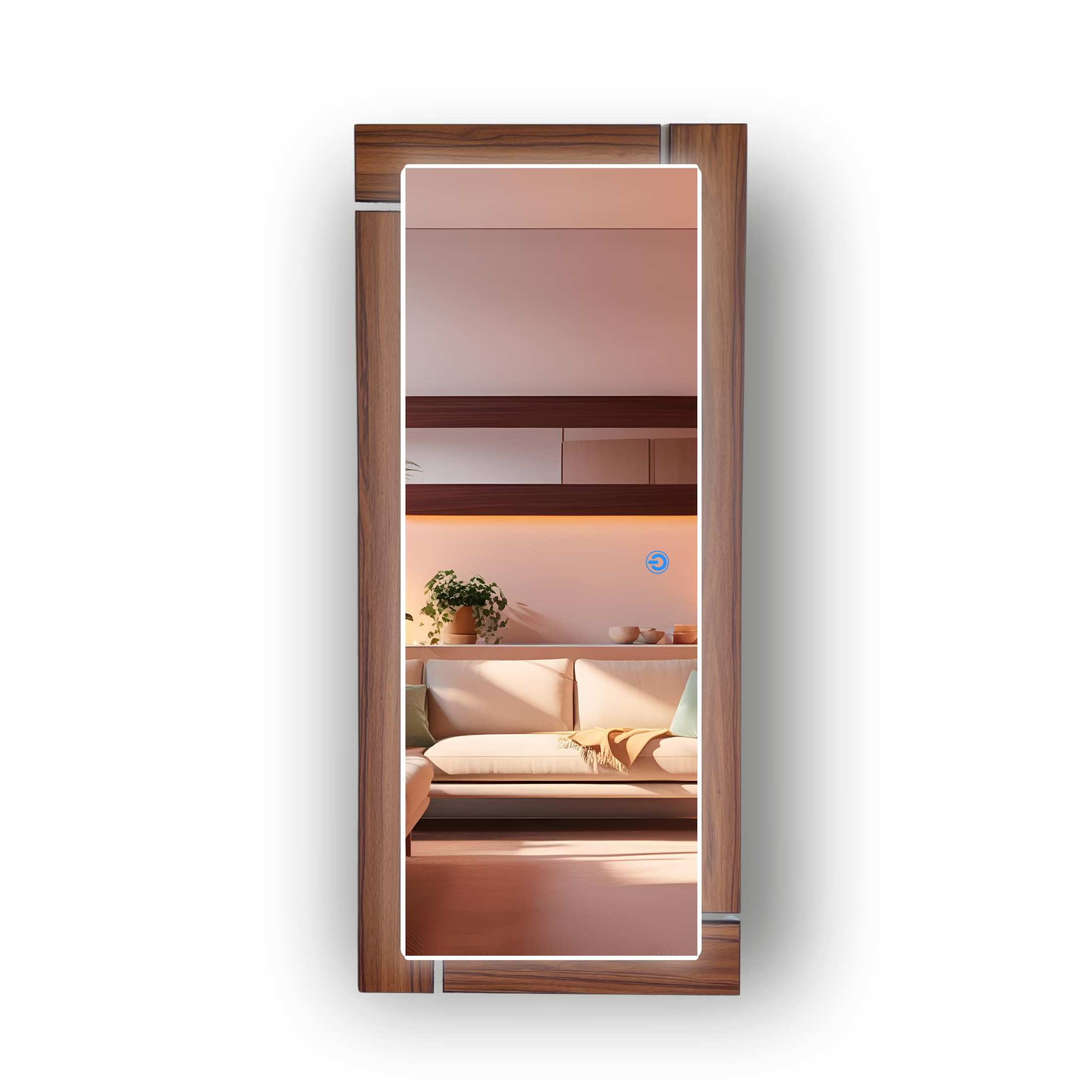 Espejo decorativo con luz LED y marco de madera 135x58 cm | ARD