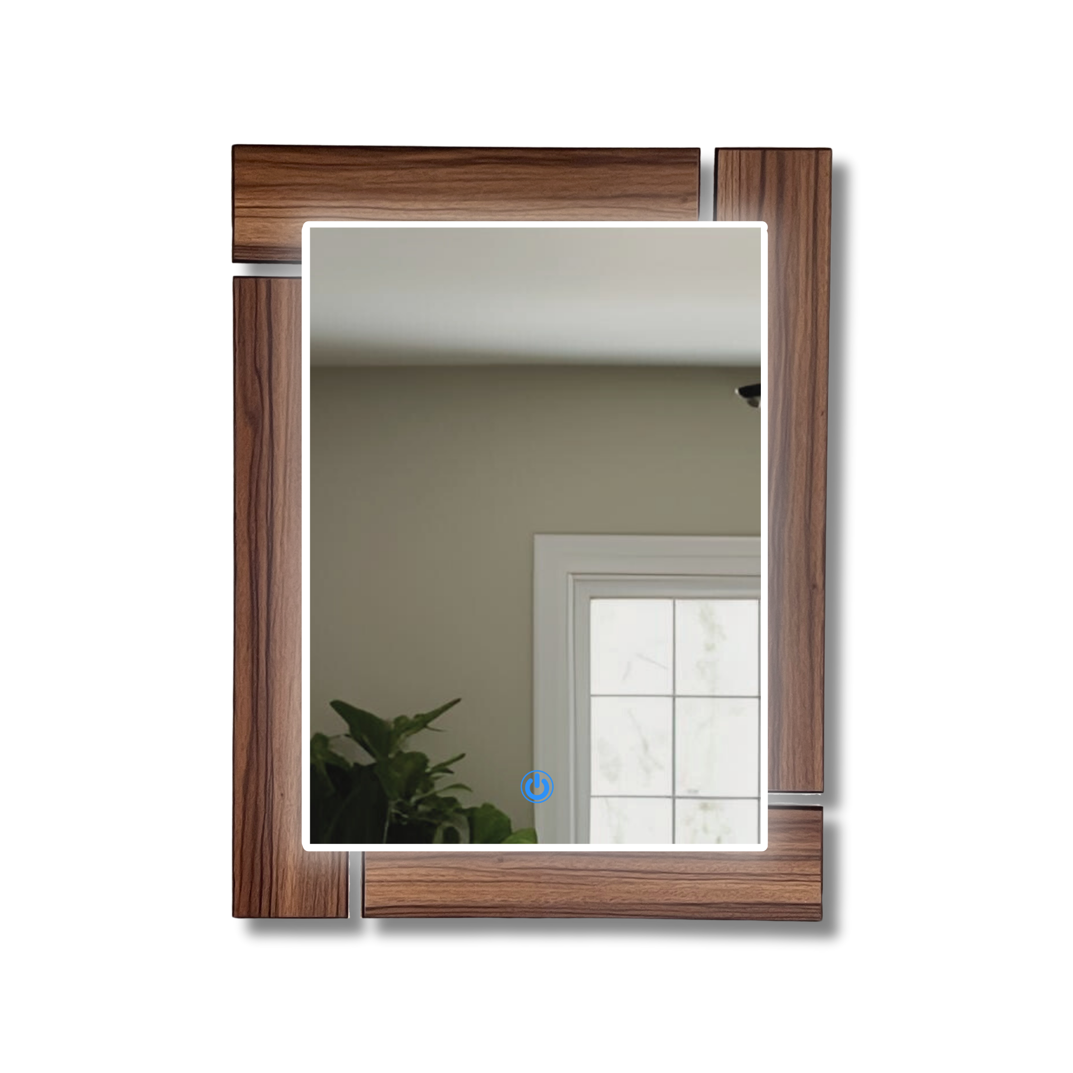 Espejo decorativo con luz LED y marco de madera 78x60 cm | ARD