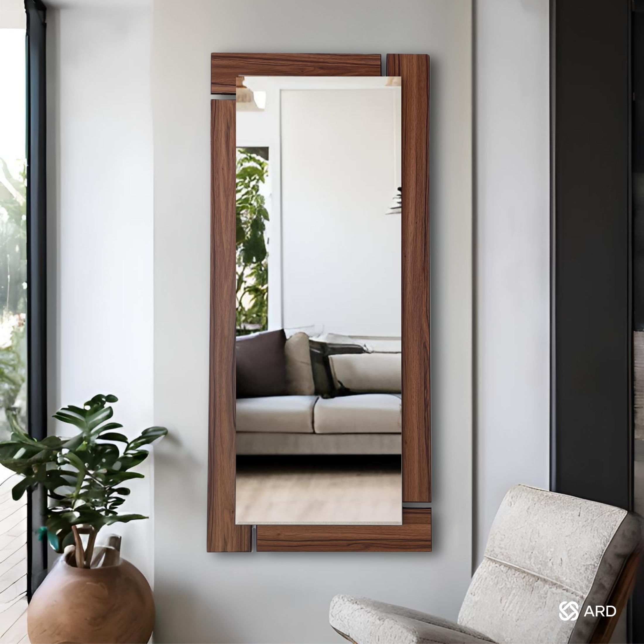Espejo decorativo con marco de madera rectangular 135x58 cm | ARD