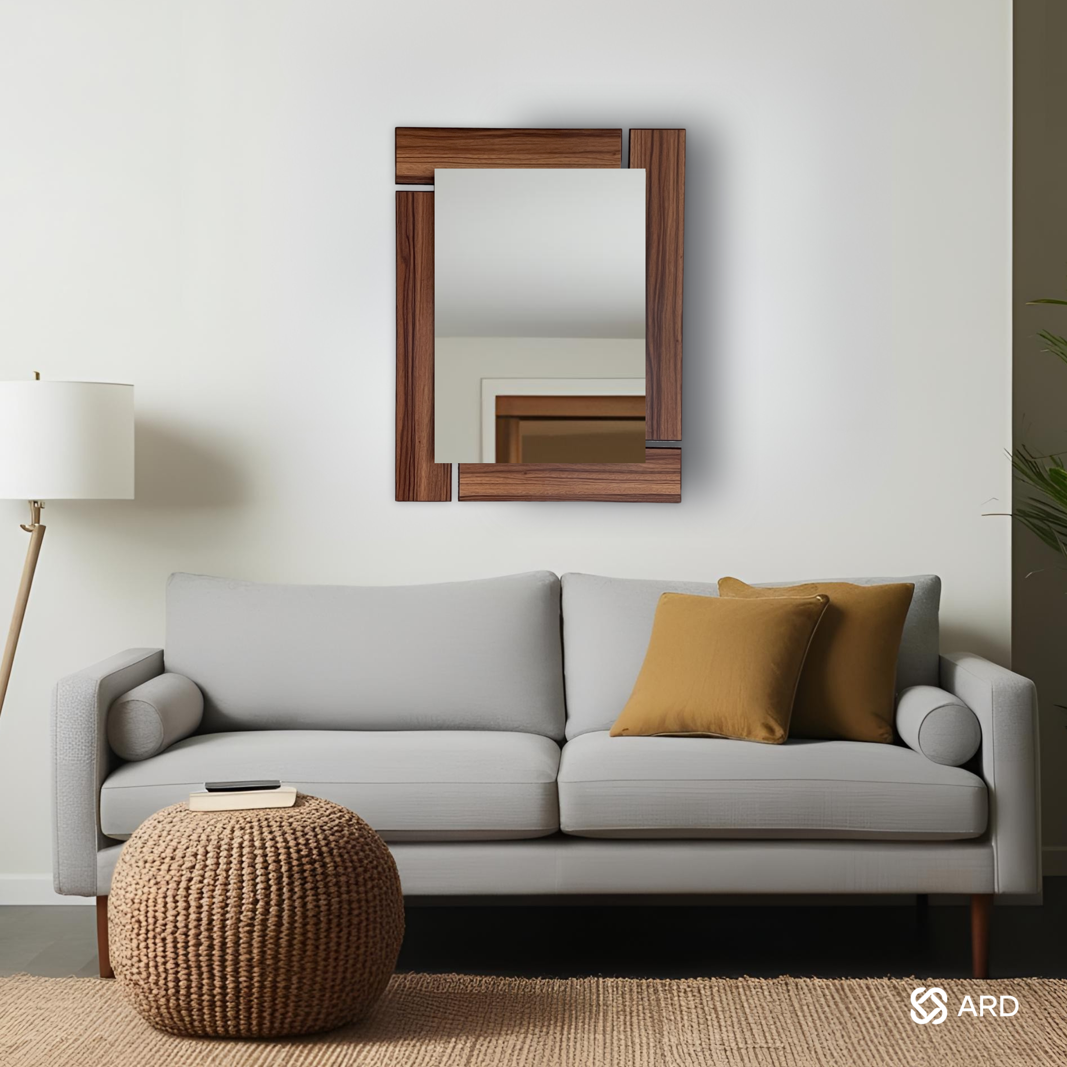 Espejo decorativo con marco de madera rectangular 78x60 cm | ARD