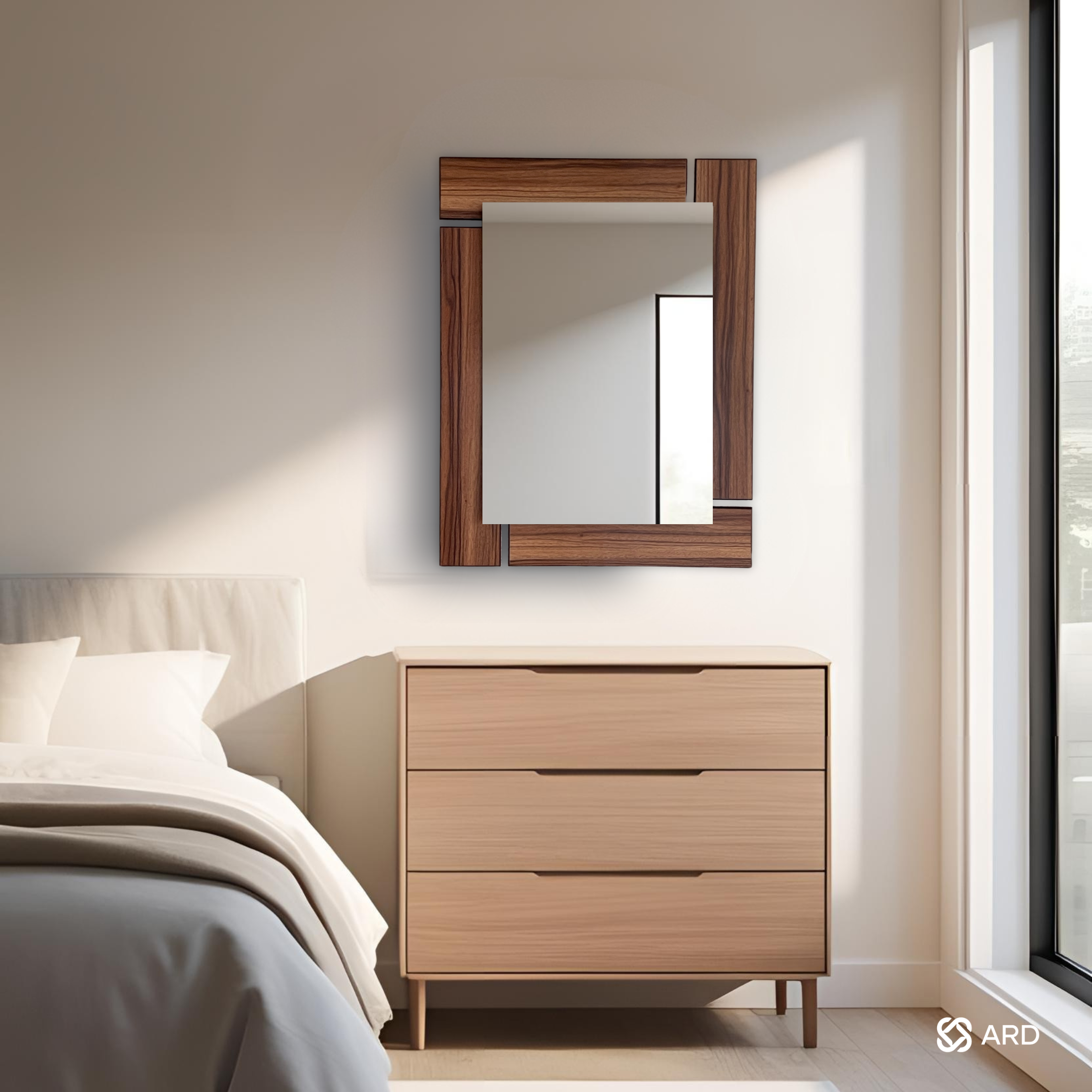Espejo decorativo con marco de madera rectangular 78x60 cm | ARD
