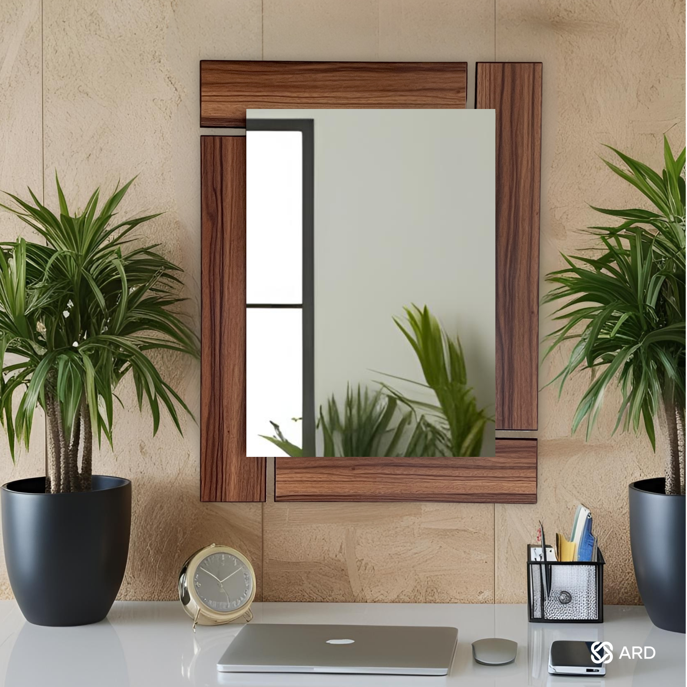 Espejo decorativo con marco de madera rectangular 78x60 cm | ARD