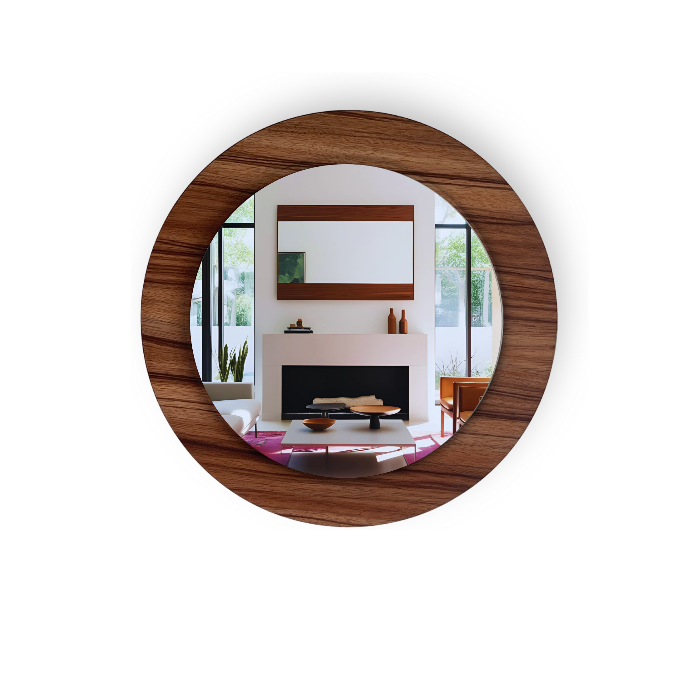 Espejo decorativo con marco de madera redondo 43 cm | ARD