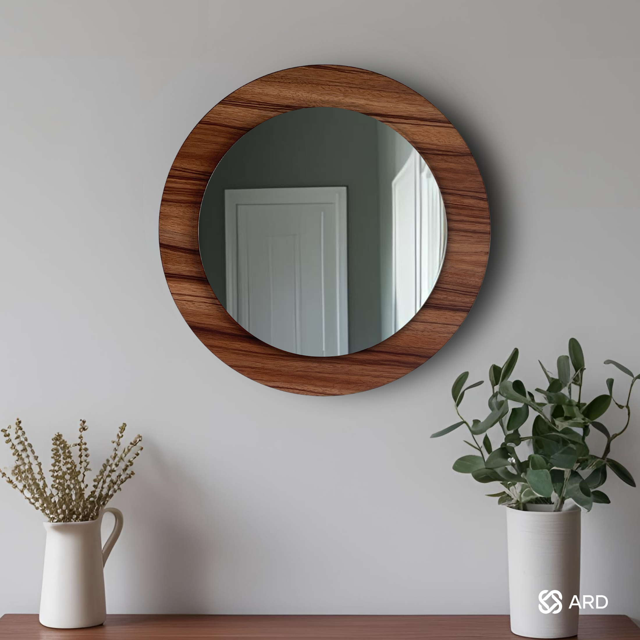 Espejo decorativo con marco de madera redondo 43 cm | ARD