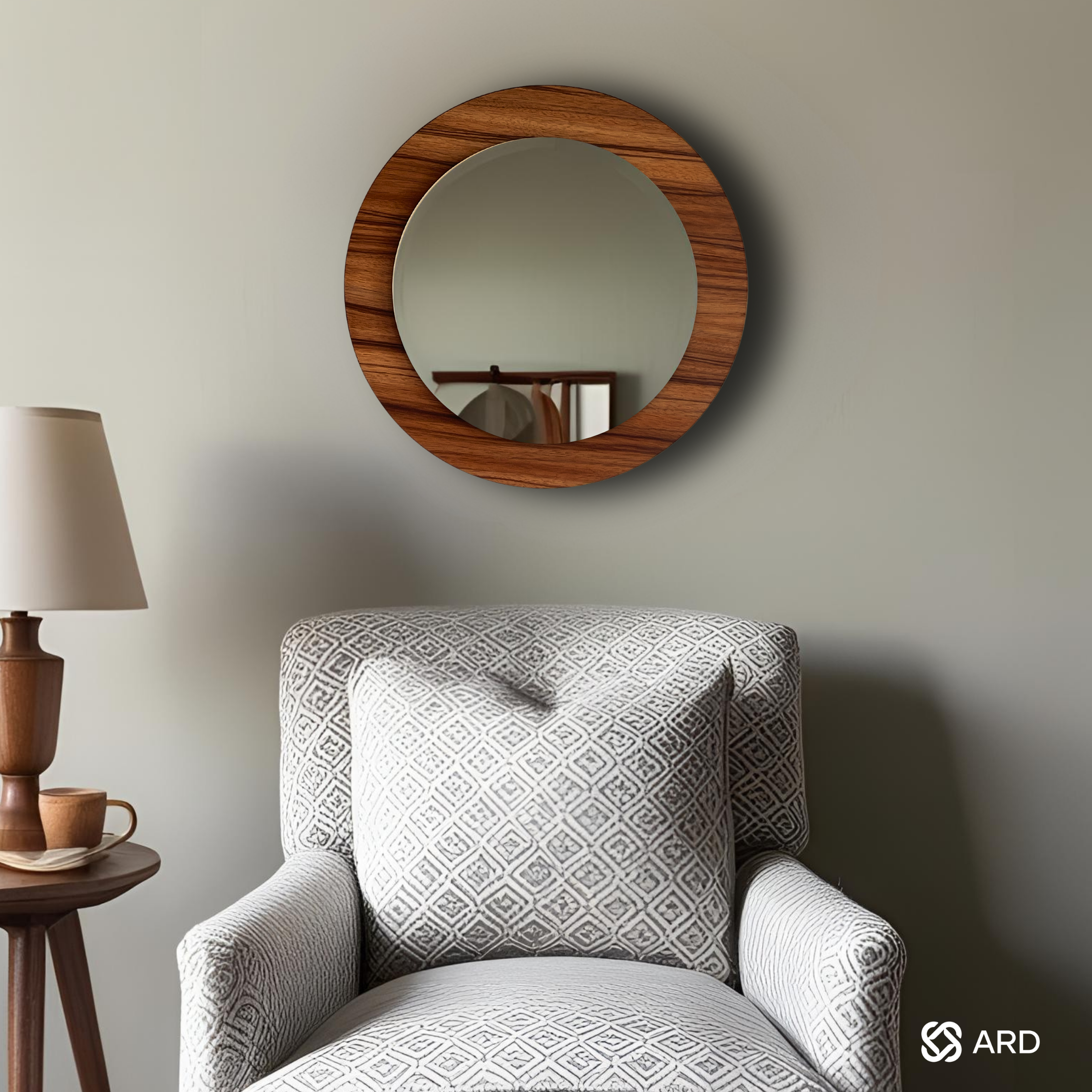 Espejo decorativo con marco de madera redondo 43 cm | ARD