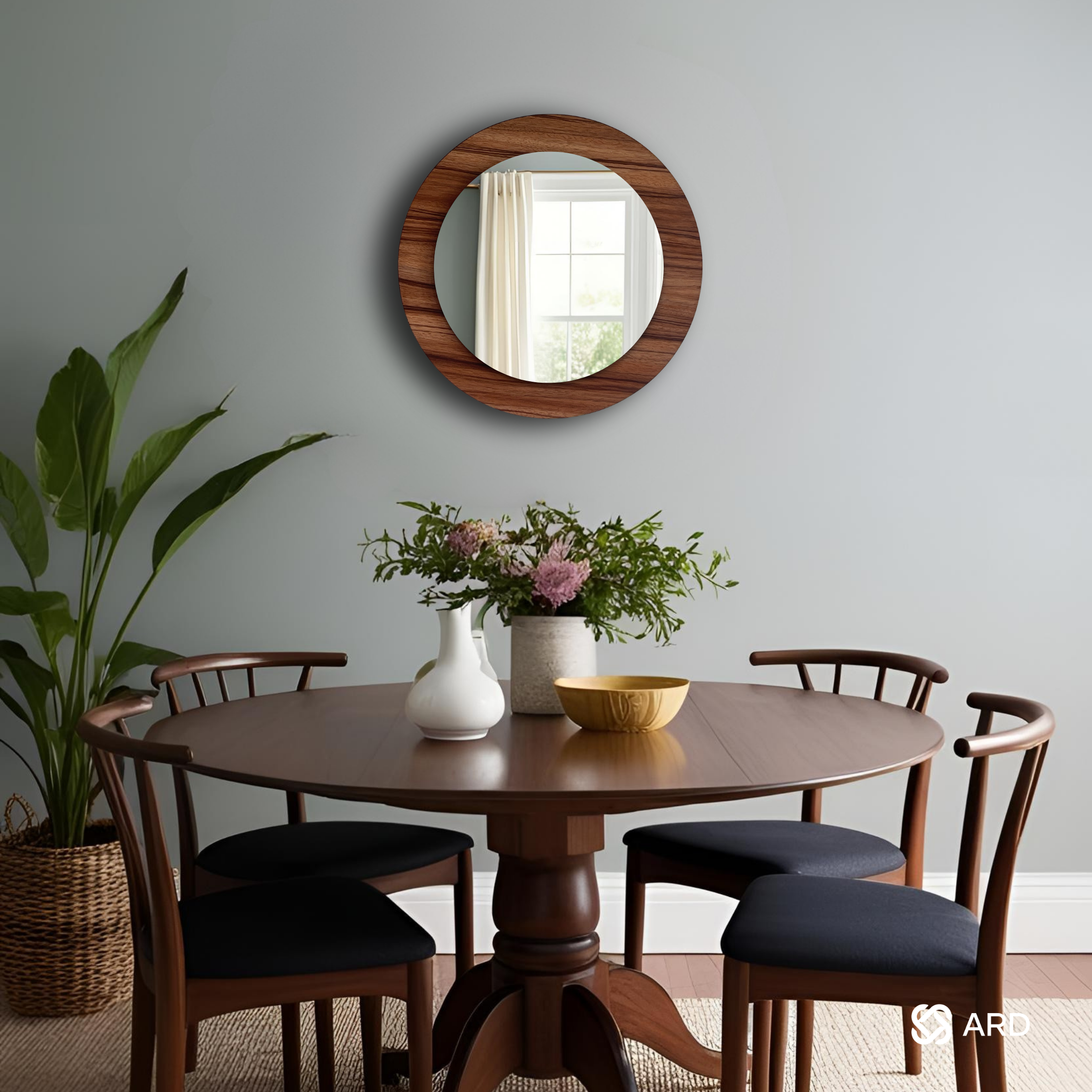 Espejo decorativo con marco de madera redondo 43 cm | ARD