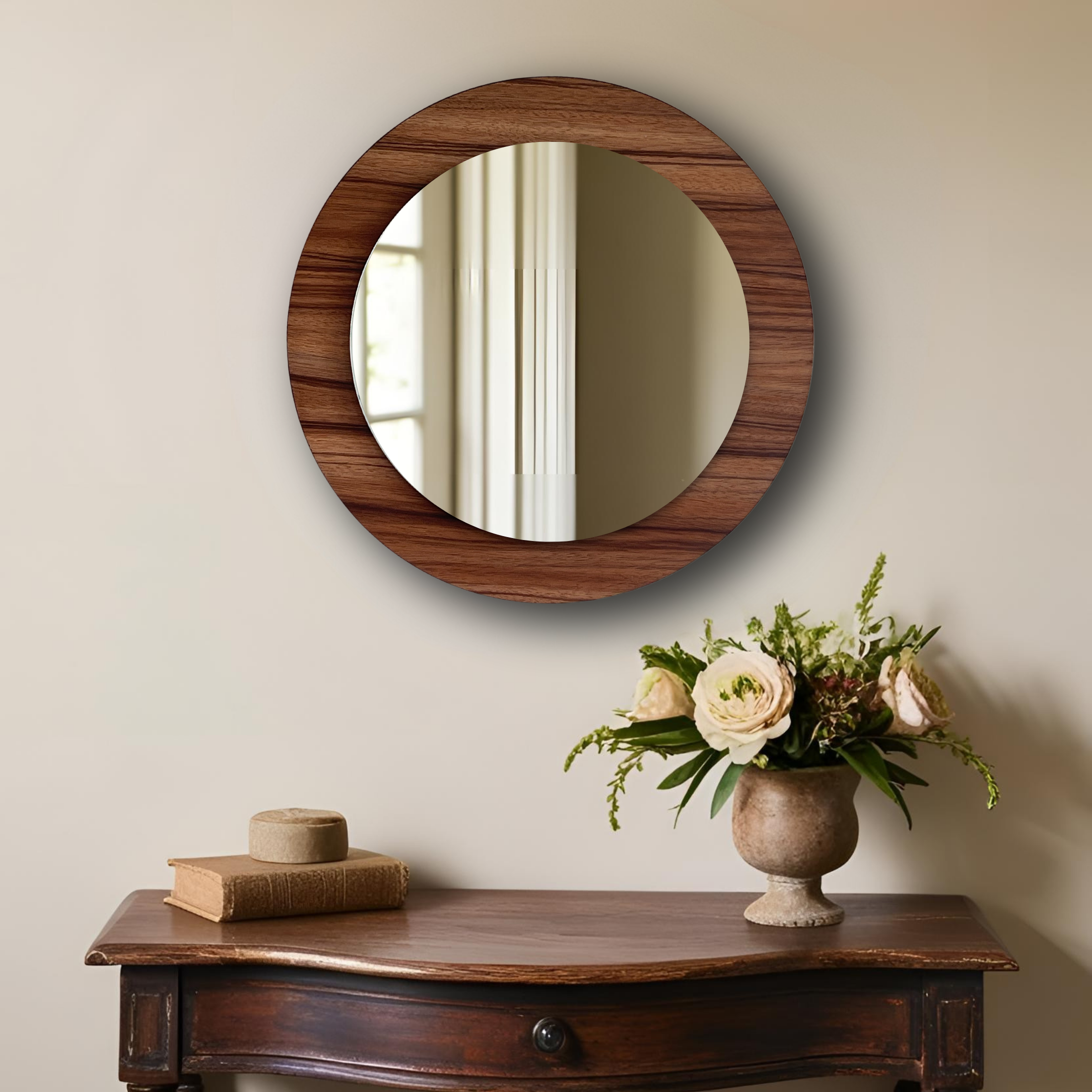Espejo decorativo con marco de madera redondo 43 cm | ARD
