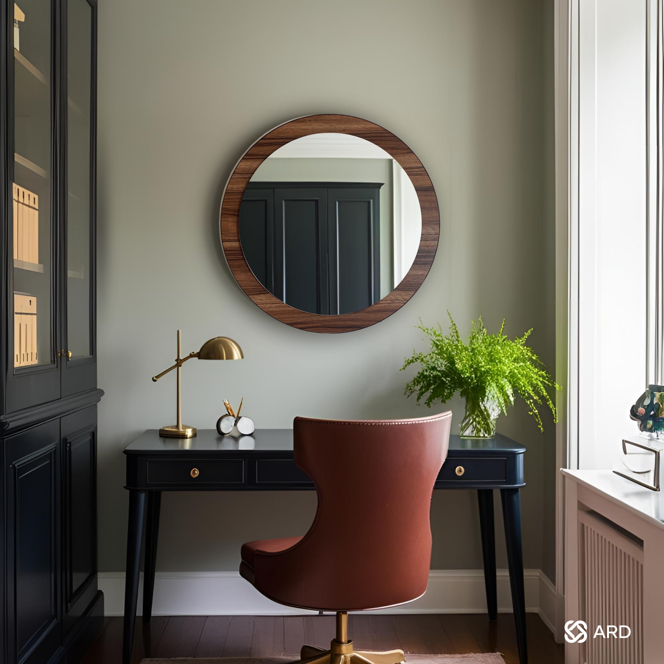 Espejo decorativo con marco de madera redondo 60 cm | ARD