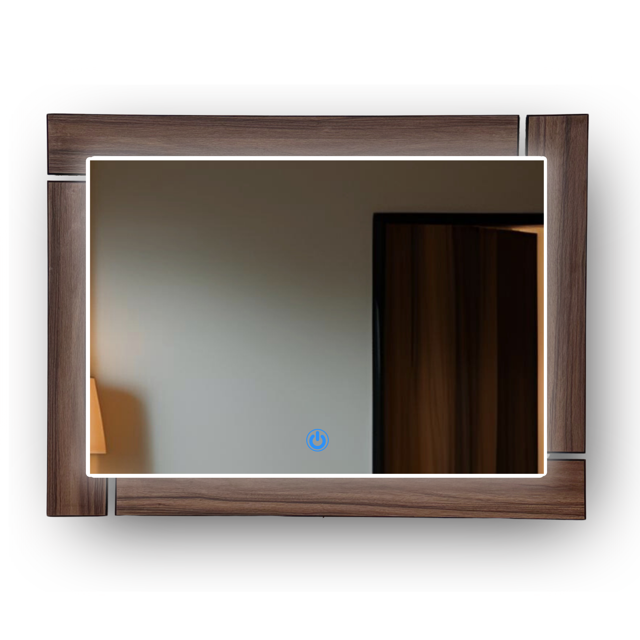 Espejo decorativo de pared con luz LED 96x78 cm marco de madera ARD