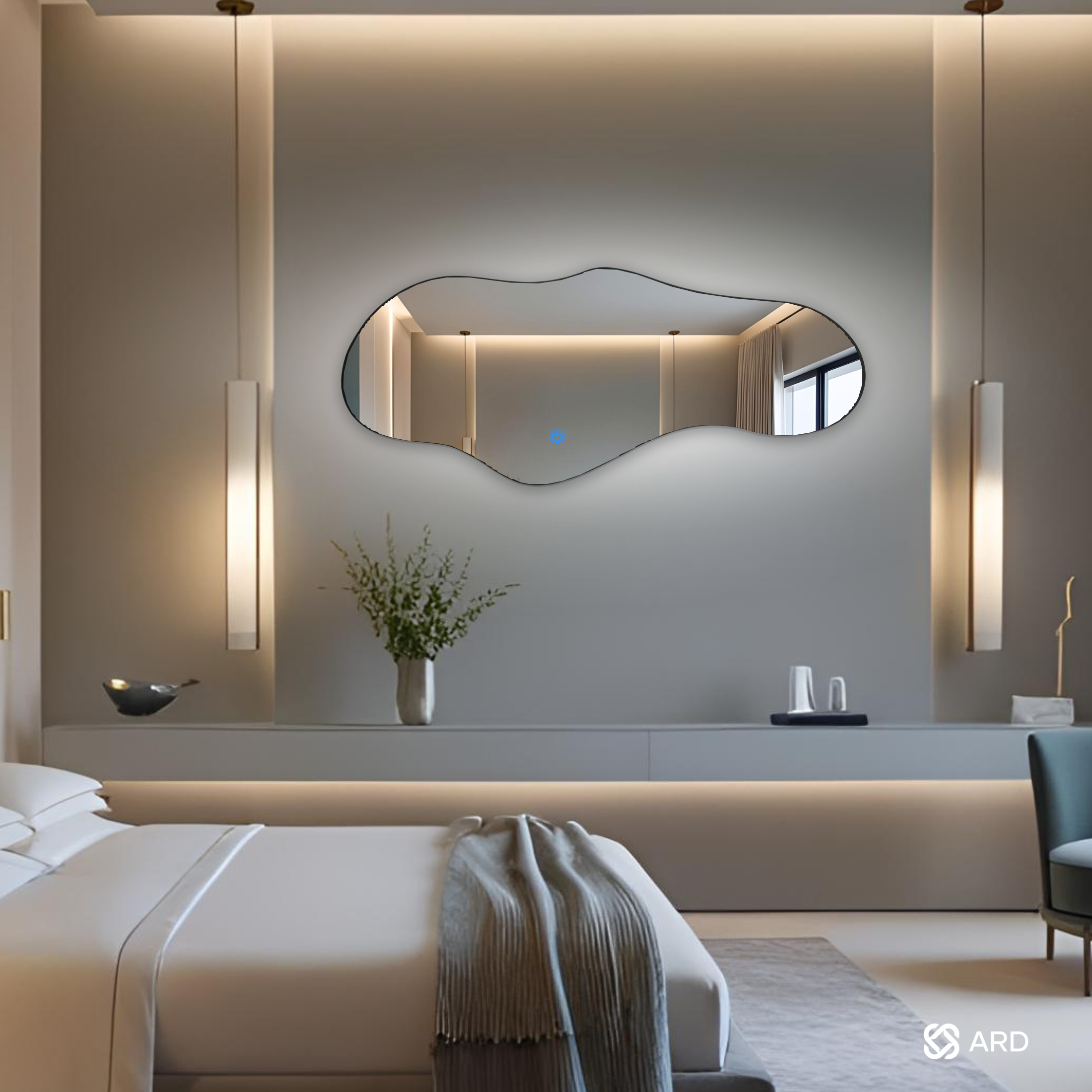 Espejo decorativo de pared con luz LED irregular 120x55 cm | ARD