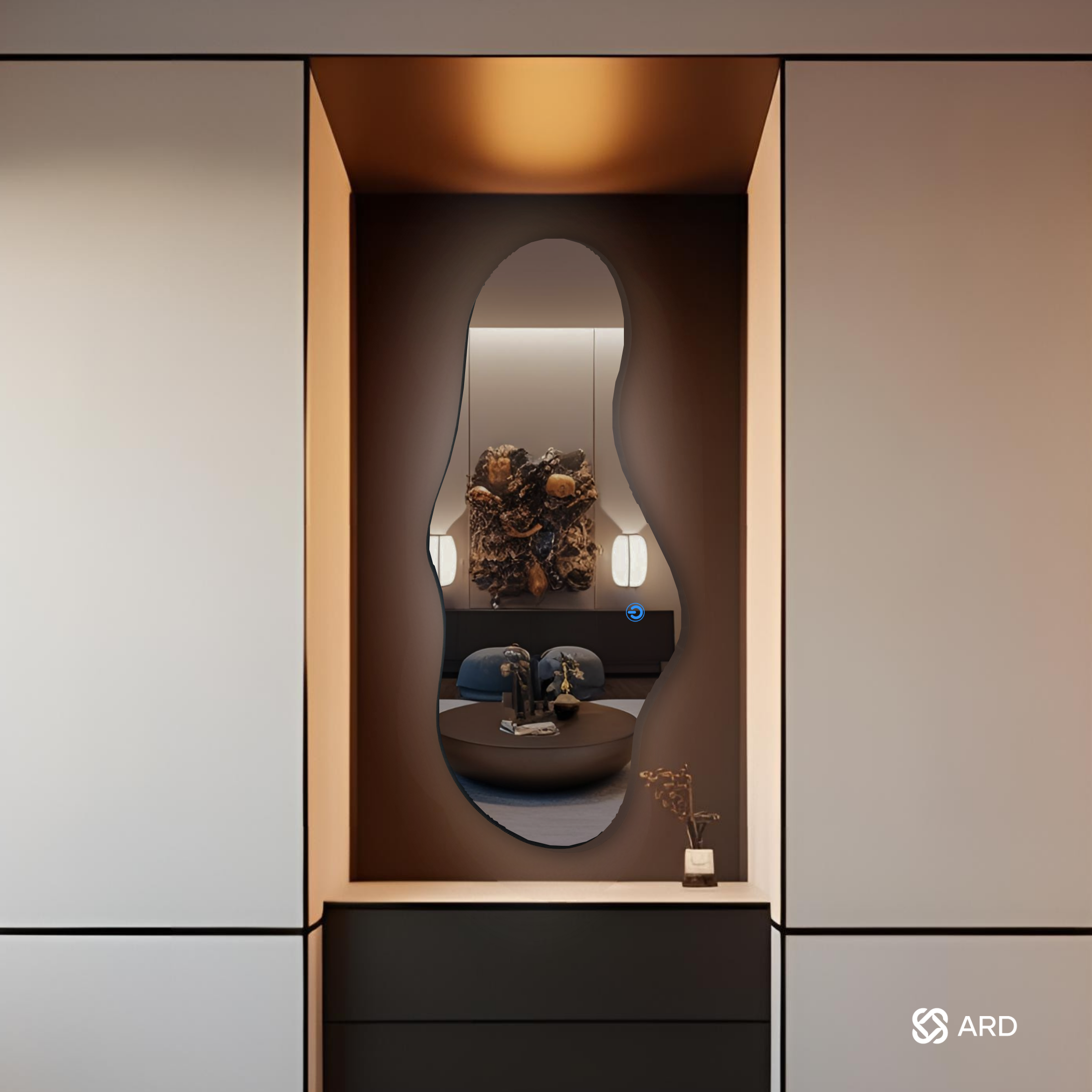 Espejo decorativo de pared con luz LED irregular 120x55 cm | ARD