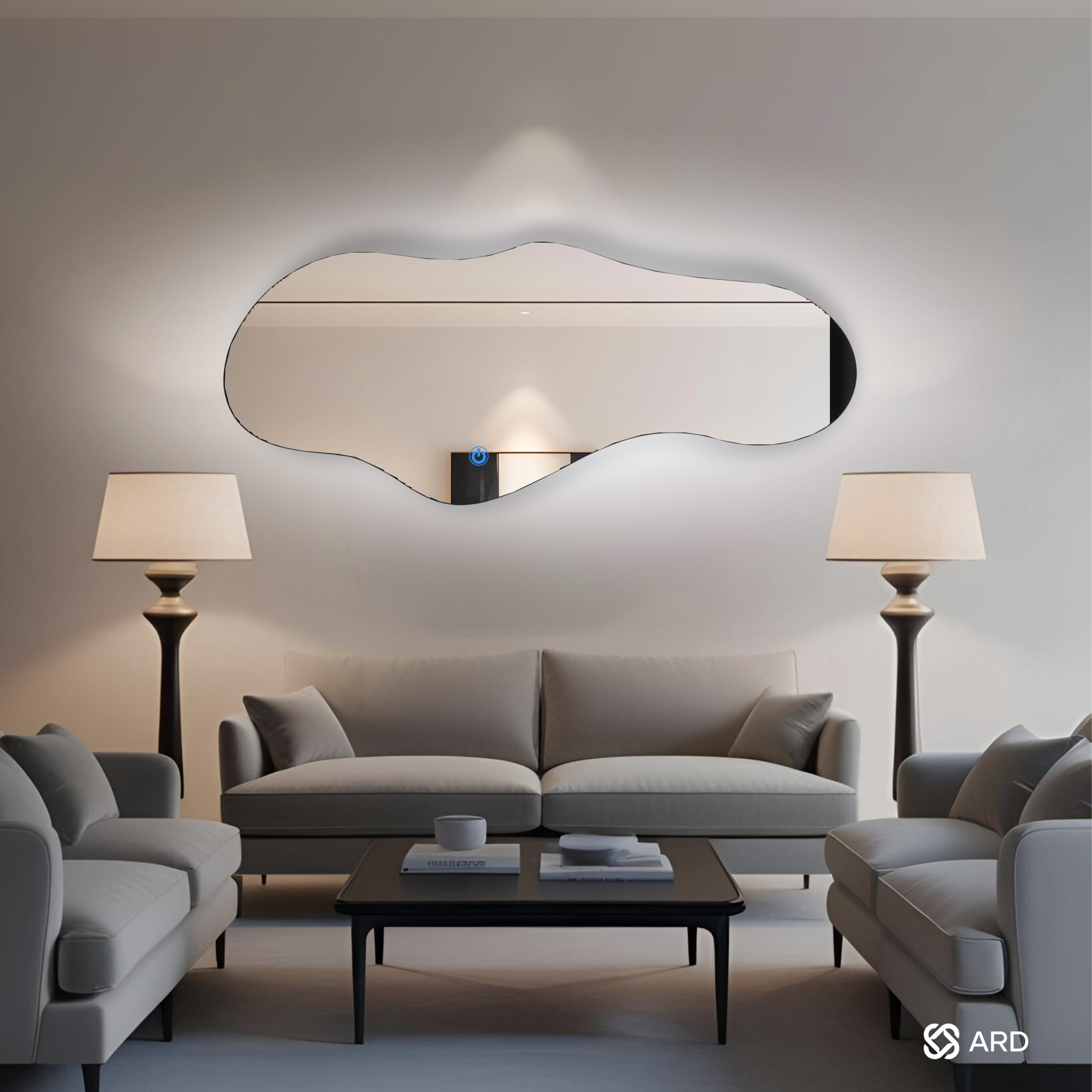 Espejo decorativo de pared con luz LED irregular 120x55 cm | ARD