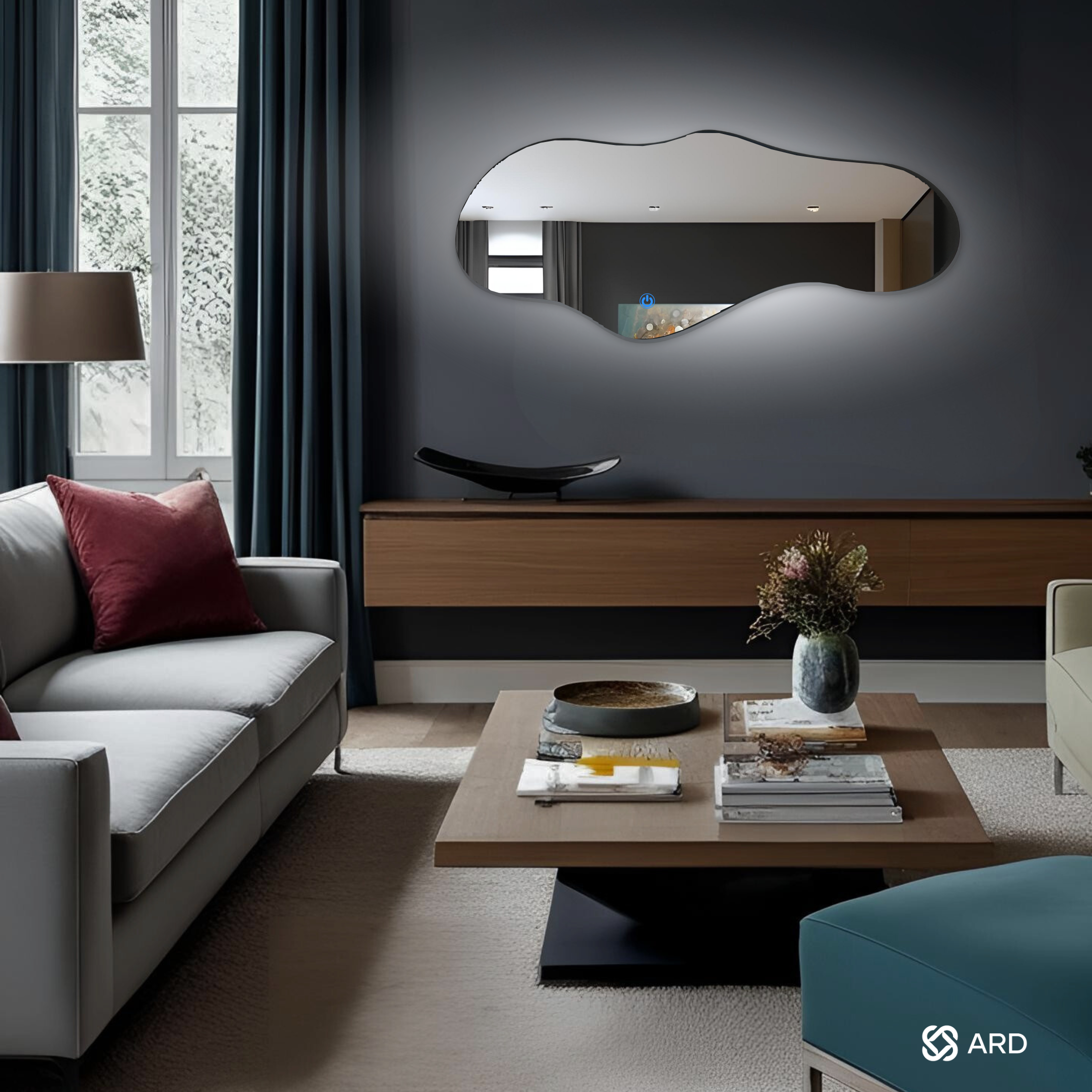 Espejo decorativo de pared con luz LED irregular 120x55 cm | ARD