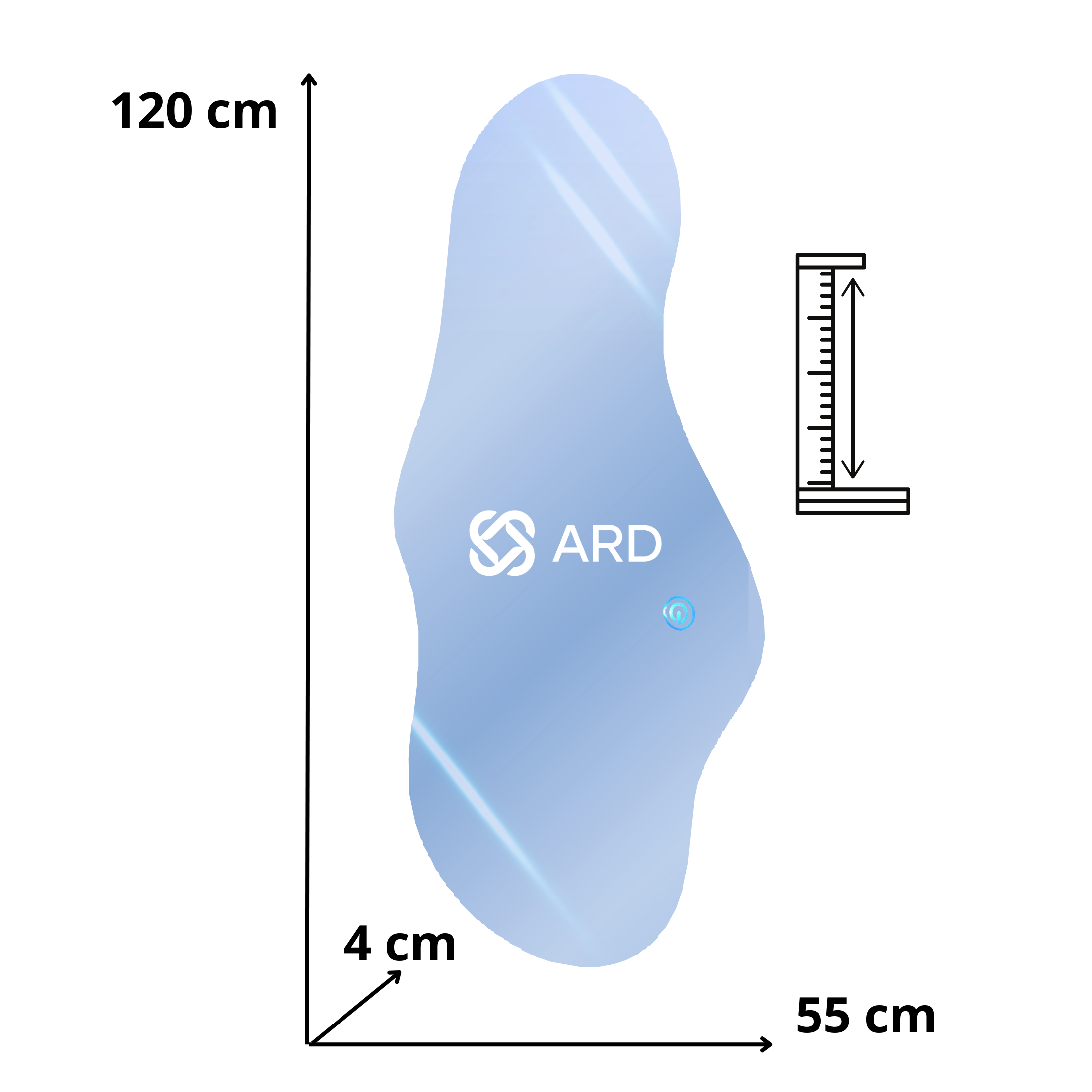 Espejo decorativo de pared con luz LED irregular 120x55 cm | ARD isometrico