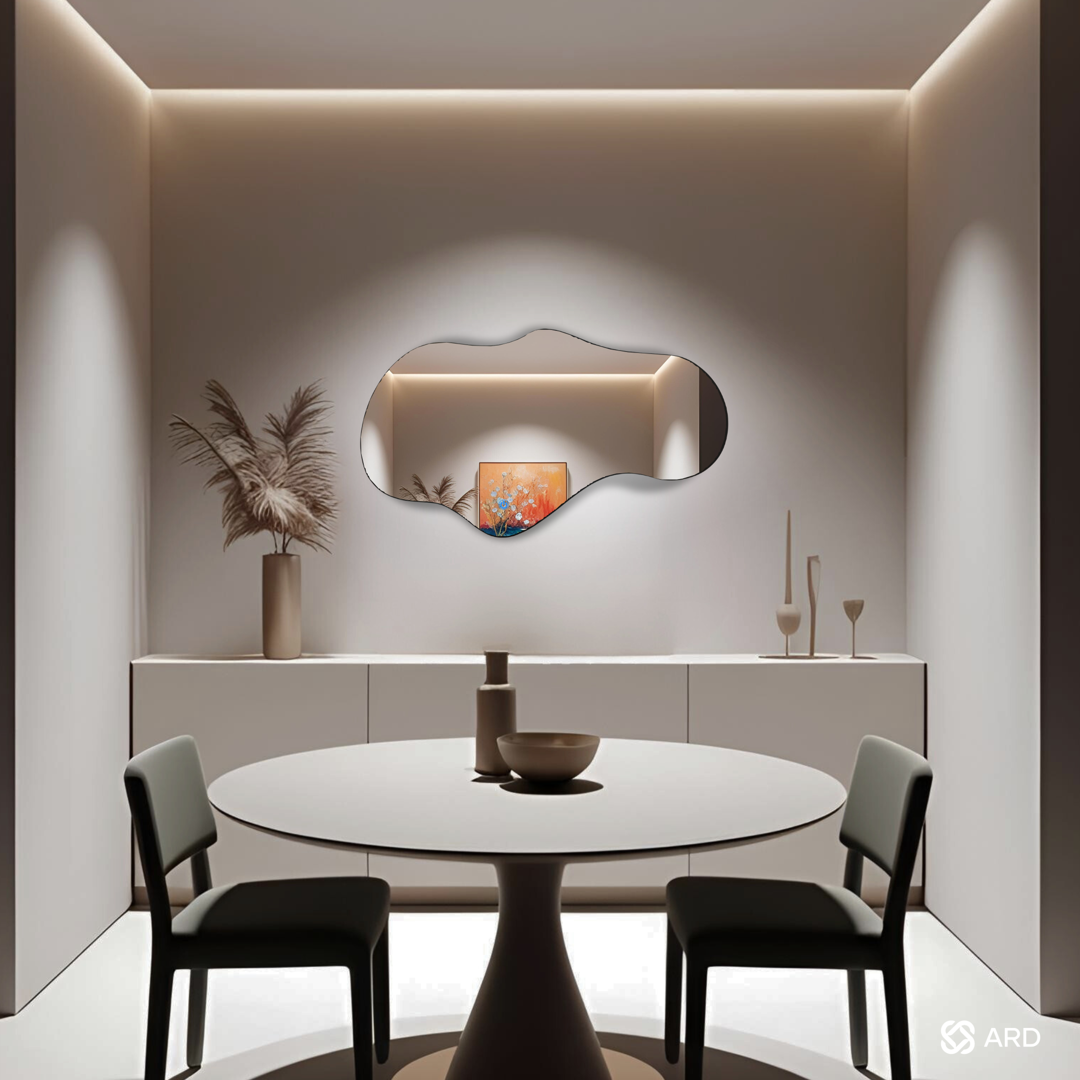 Espejo decorativo de pared con luz LED irregular 90x52 cm | ARD