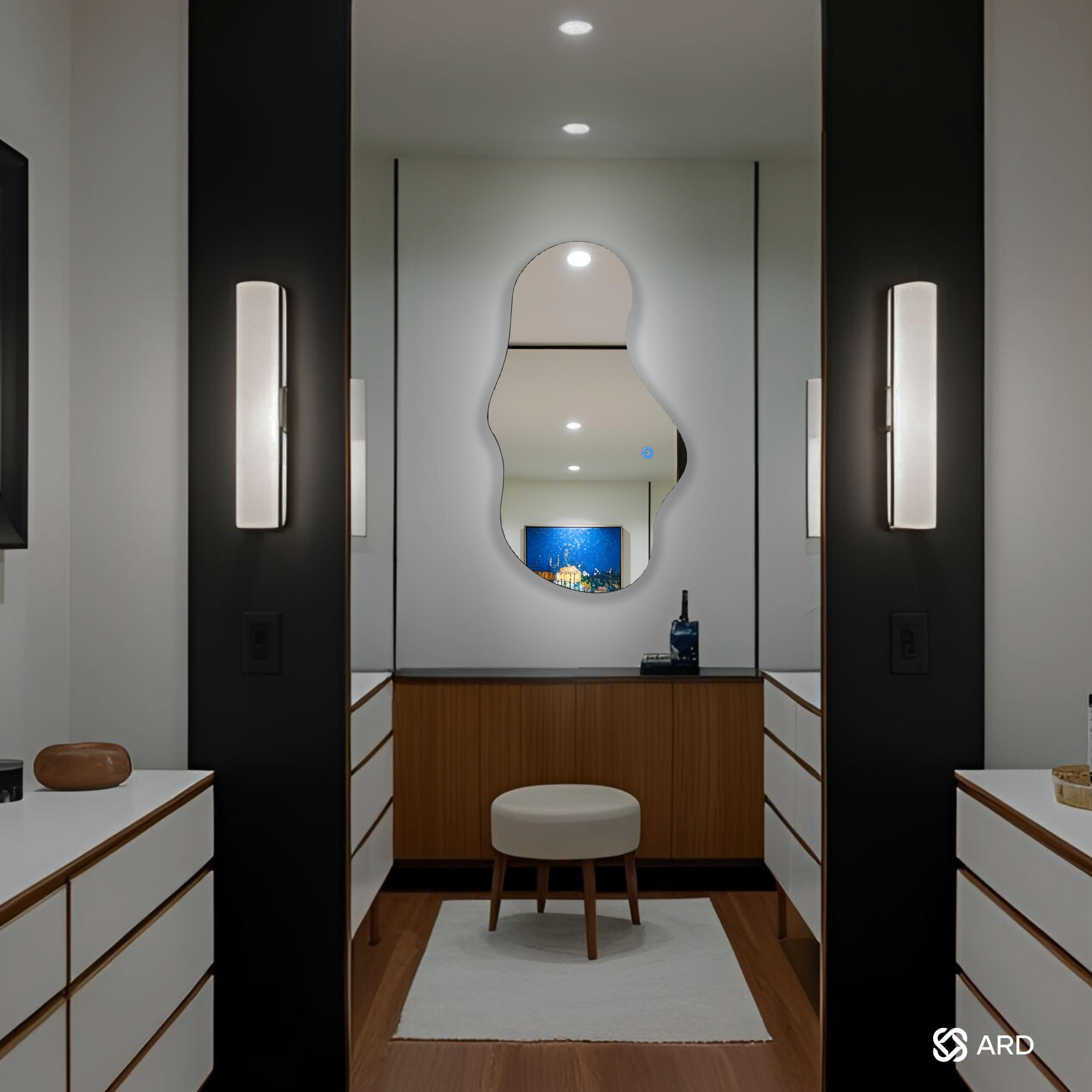 Espejo decorativo de pared con luz LED irregular 90x52 cm | ARD