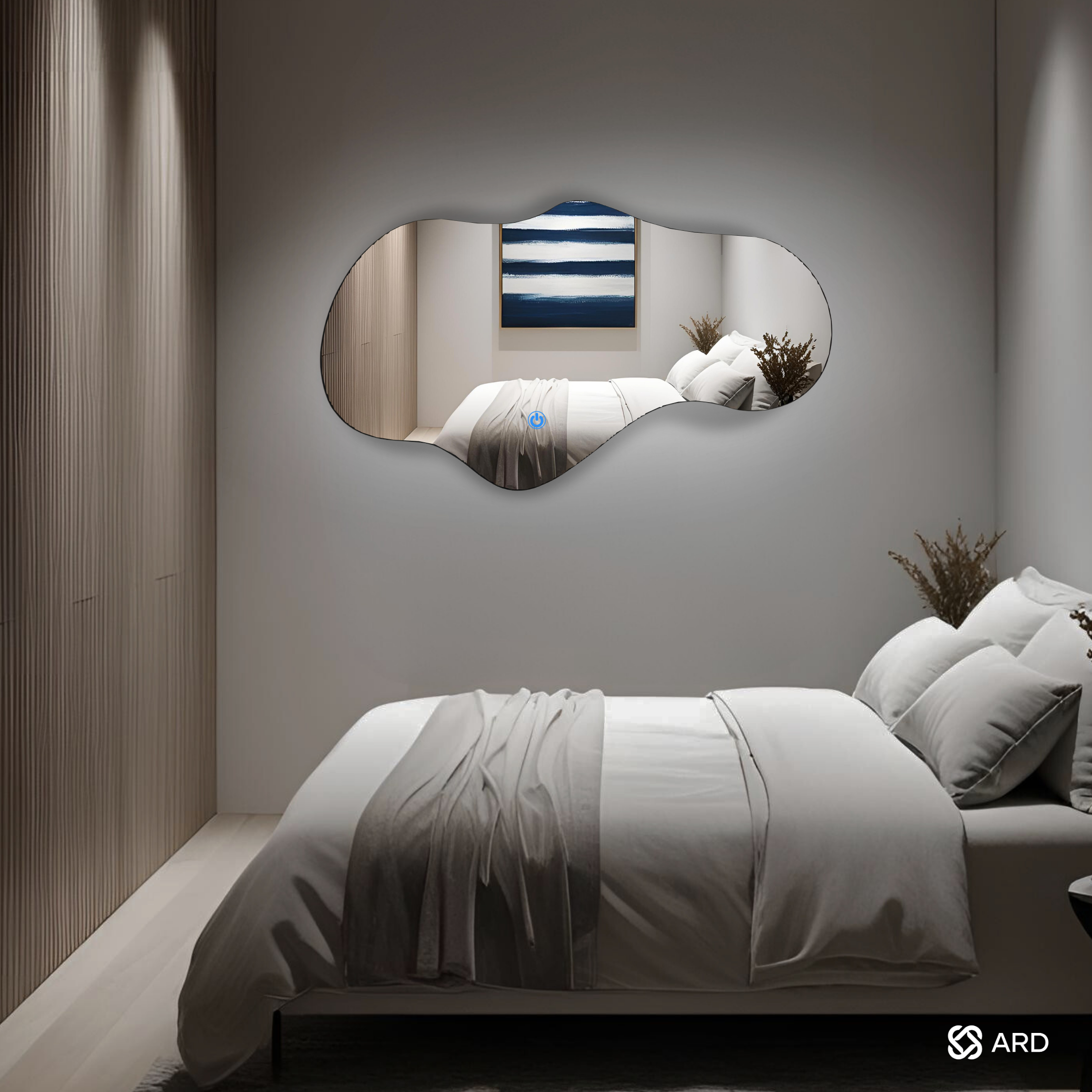 Espejo decorativo de pared con luz LED irregular 90x52 cm | ARD