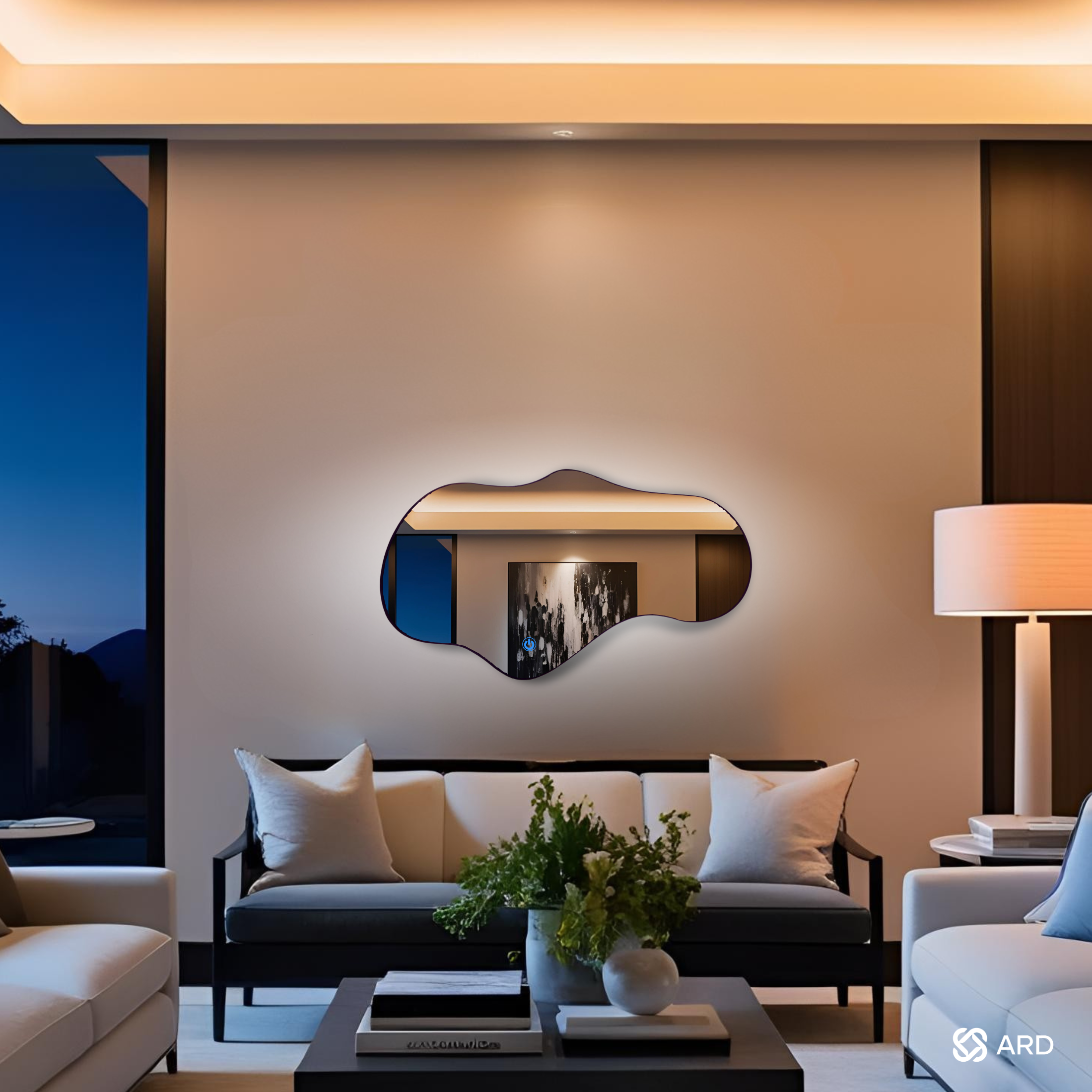 Espejo decorativo de pared con luz LED irregular 90x52 cm | ARD