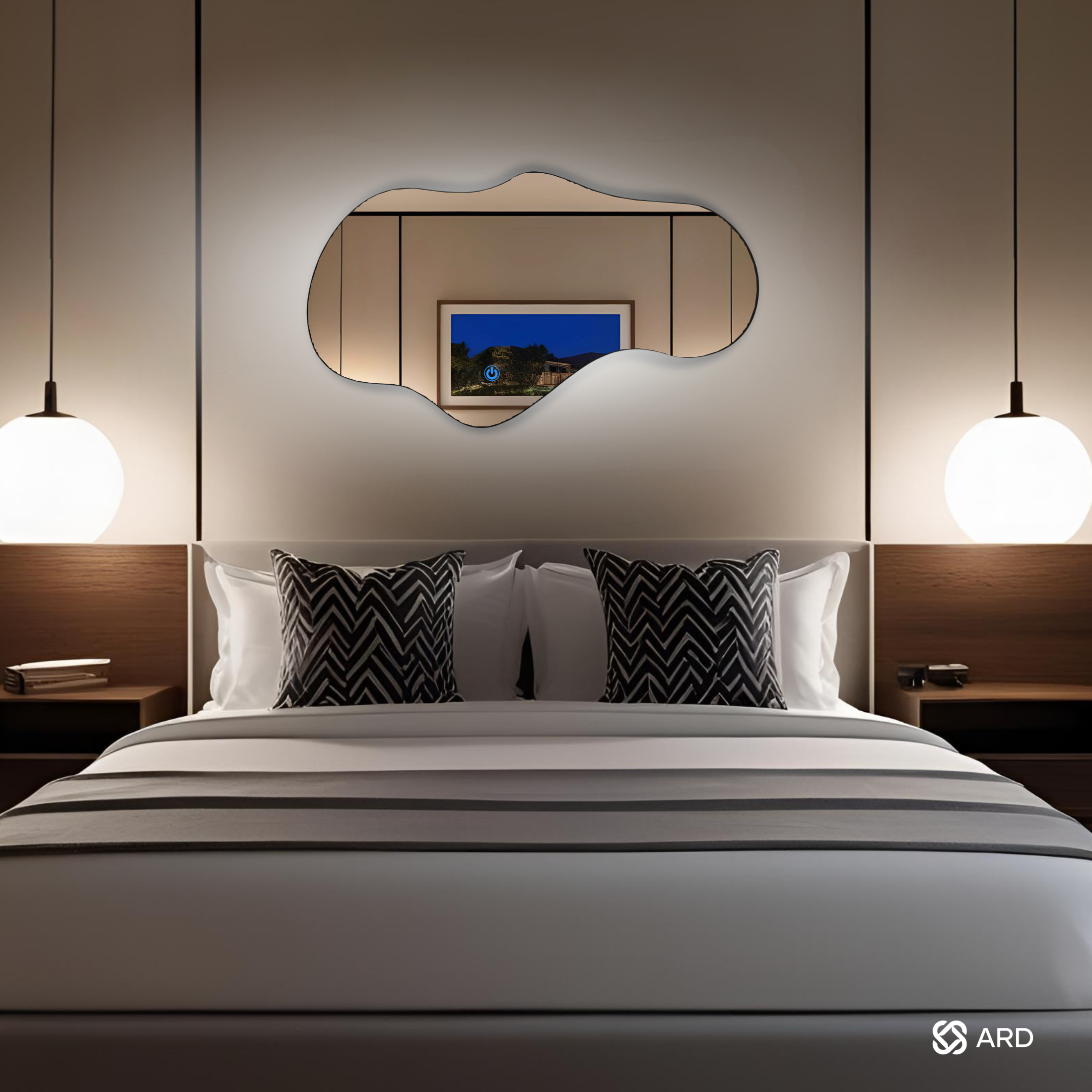Espejo decorativo de pared con luz LED irregular 90x52 cm | ARD