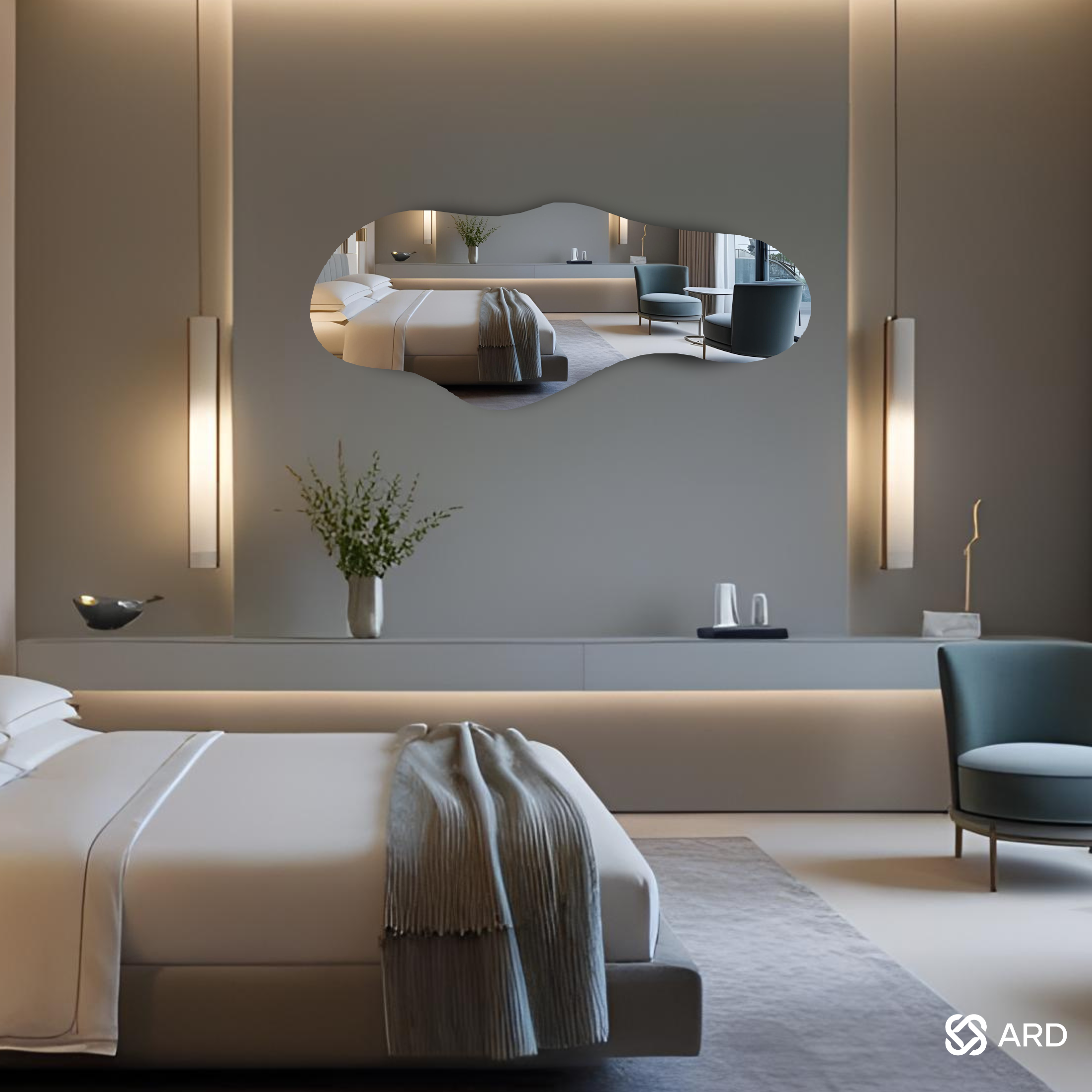 Espejo decorativo irregular 120x55 cm | Glanz Cloud ARD